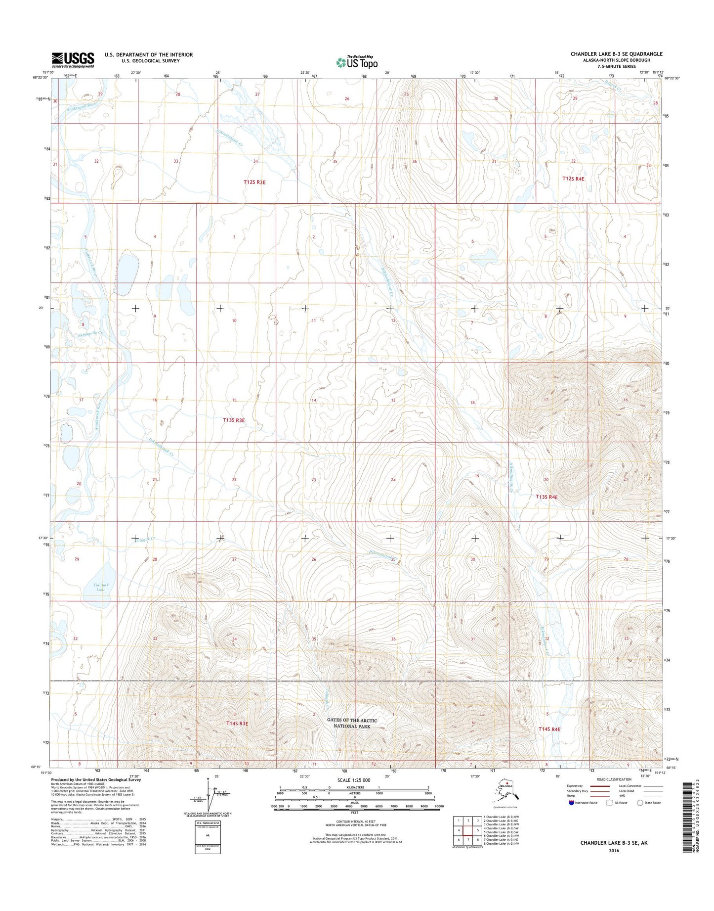 Chandler Lake B-3 SE Alaska US Topo Map Image