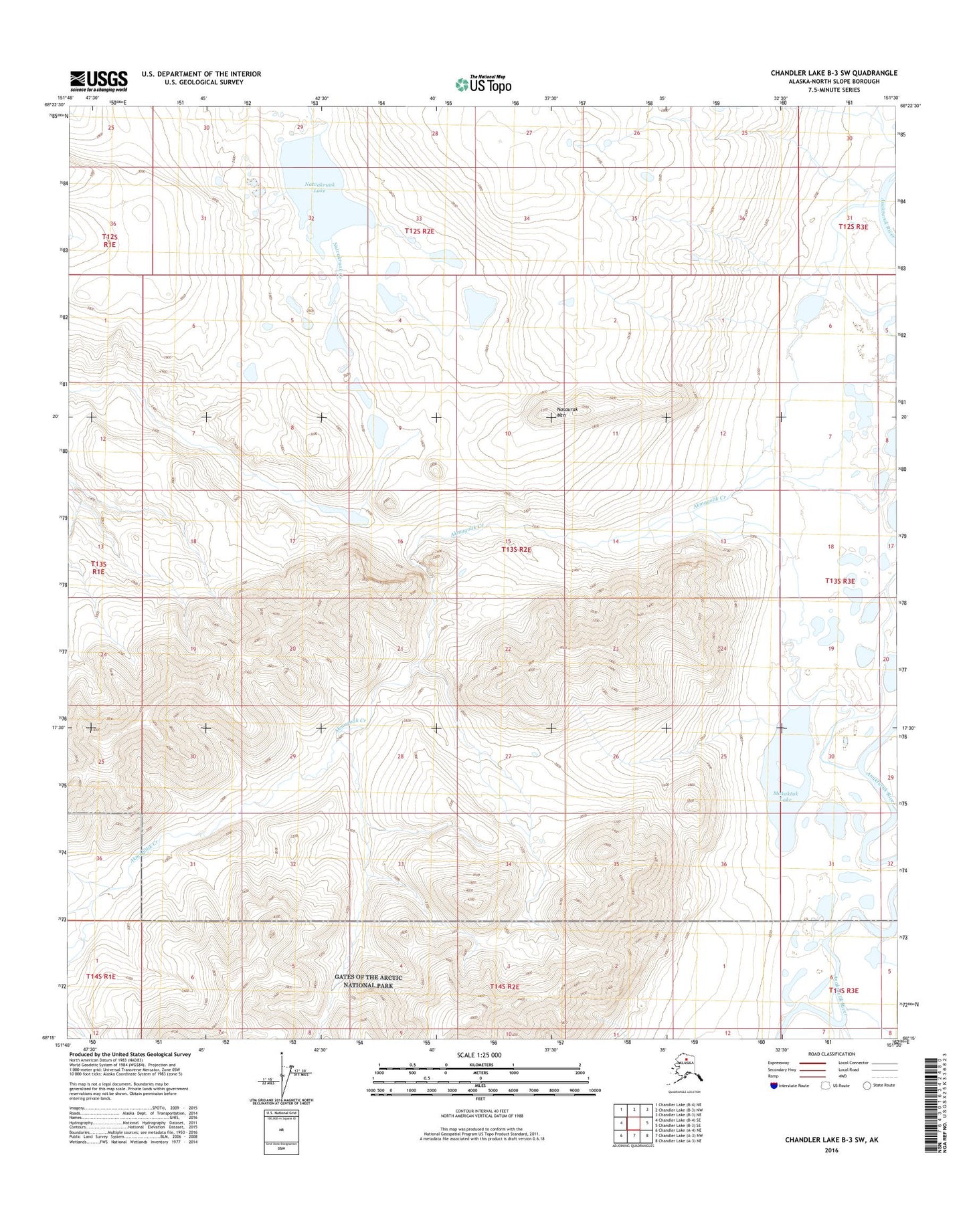 Chandler Lake B-3 SW Alaska US Topo Map Image