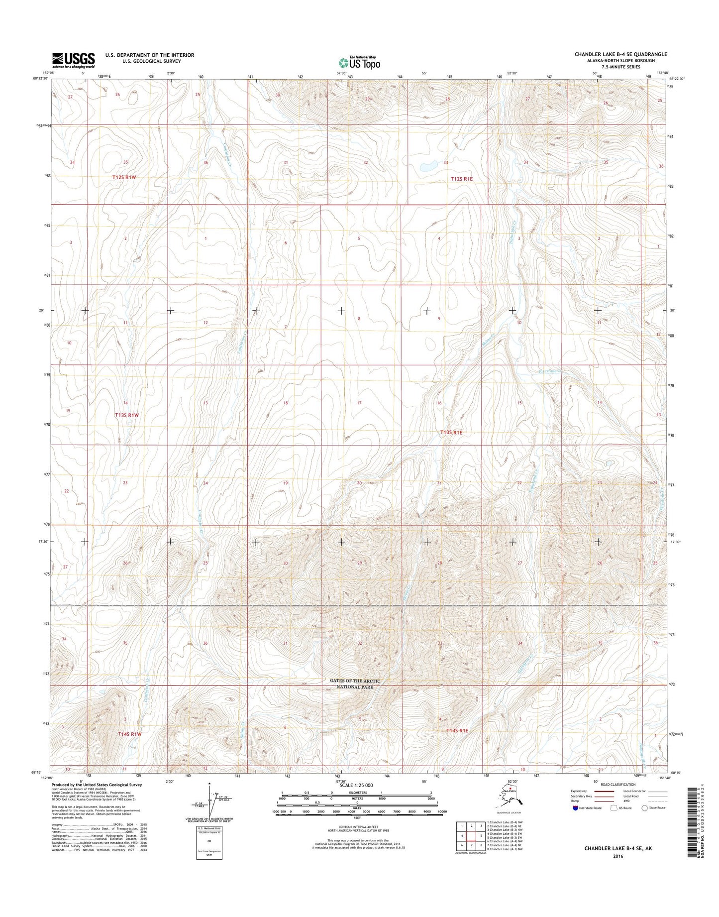 Chandler Lake B-4 SE Alaska US Topo Map Image