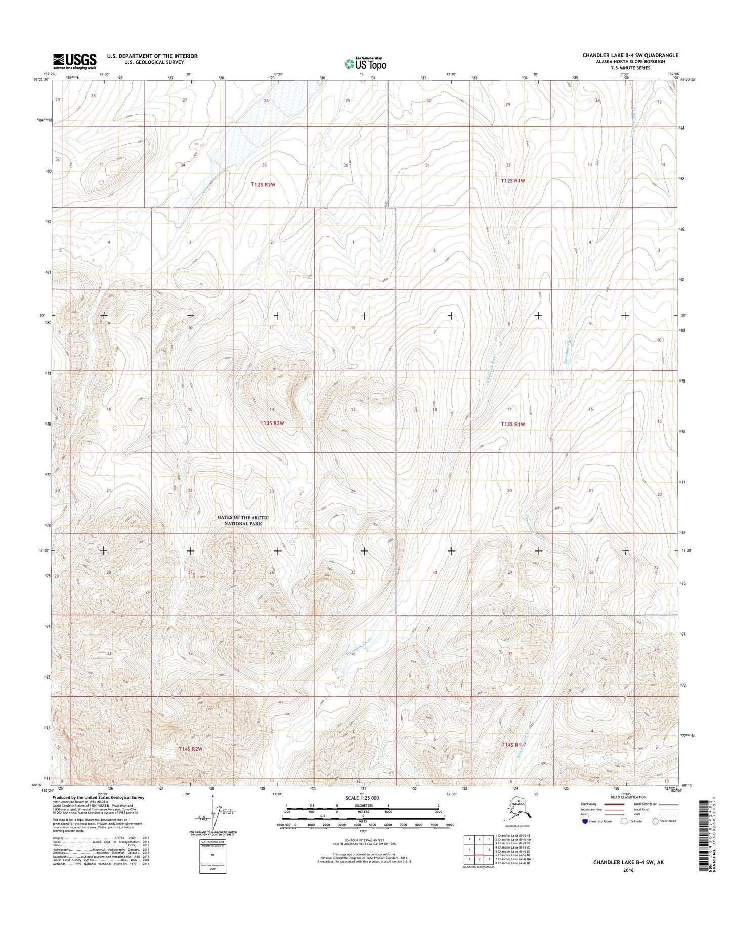 Chandler Lake B-4 SW Alaska US Topo Map Image