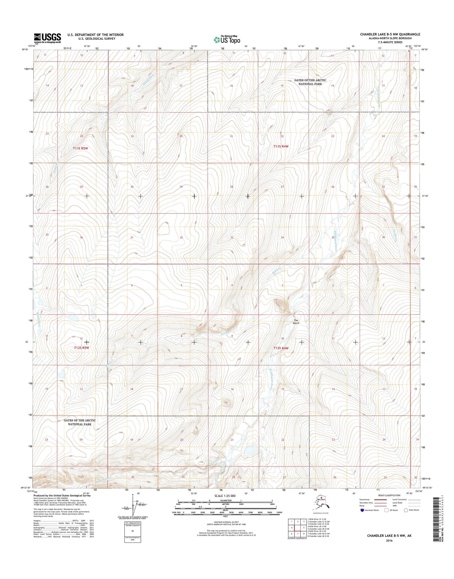Chandler Lake B-5 NW Alaska US Topo Map Image