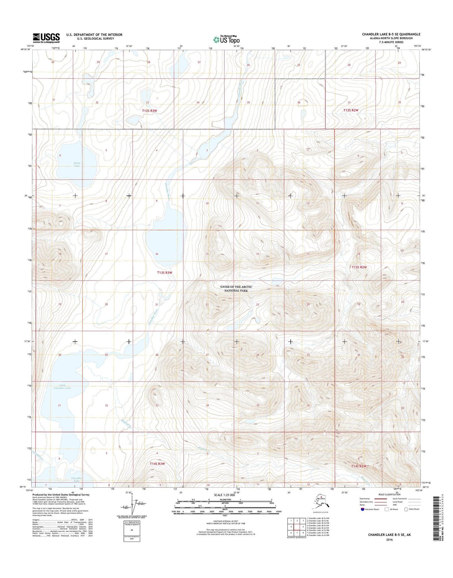 Chandler Lake B-5 SE Alaska US Topo Map Image