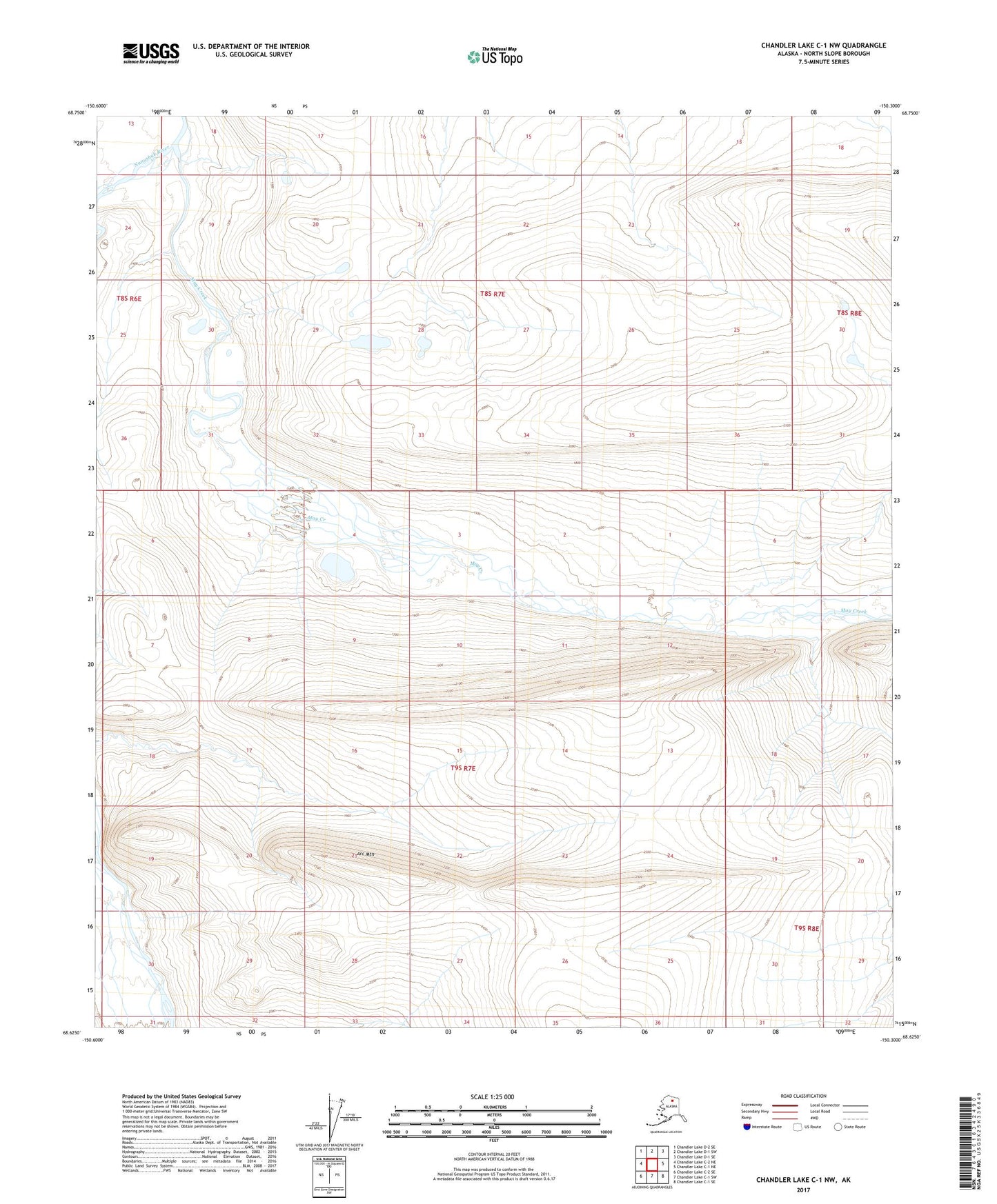 Chandler Lake C-1 NW Alaska US Topo Map Image