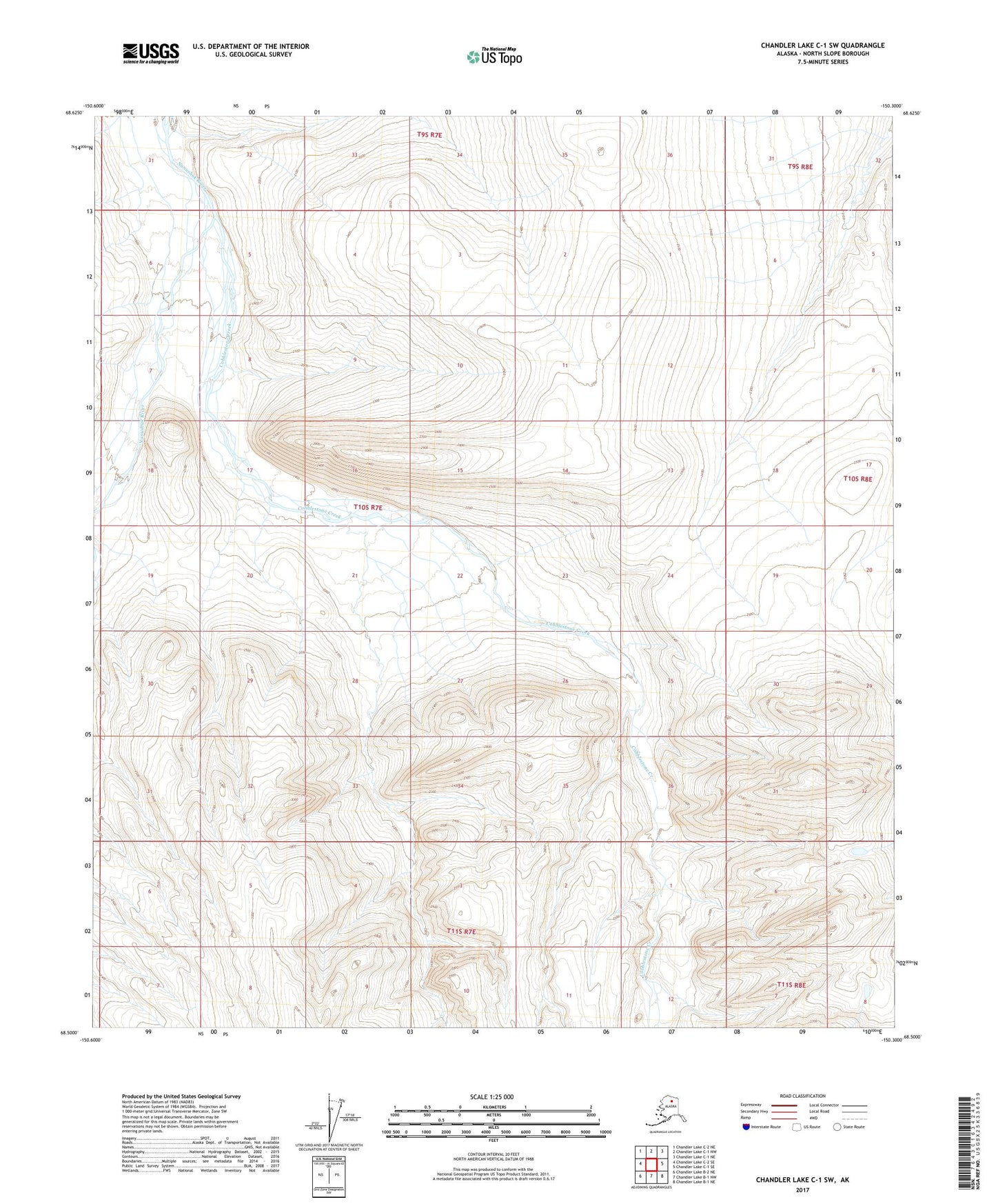 Chandler Lake C-1 SW Alaska US Topo Map Image