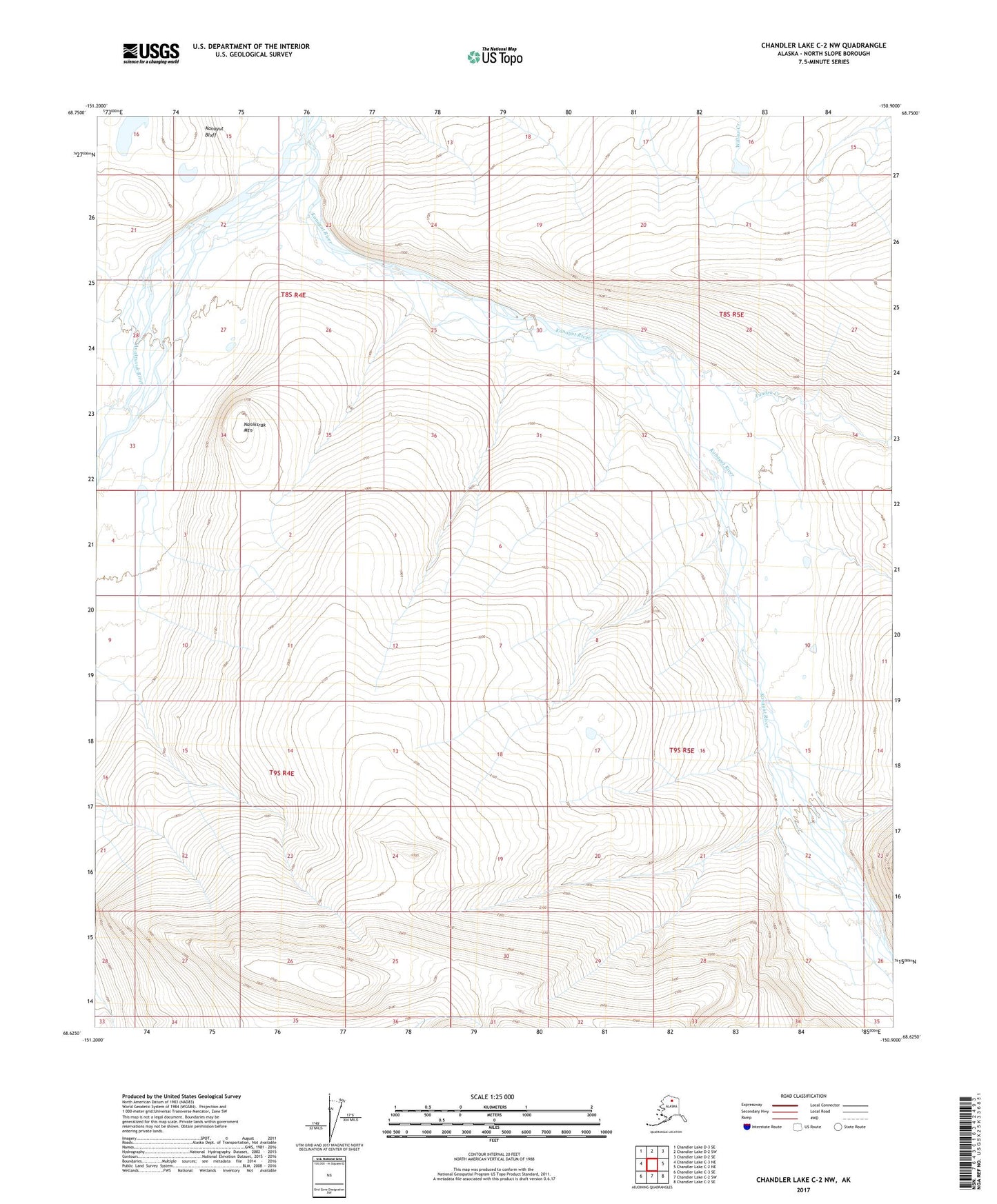 Chandler Lake C-2 NW Alaska US Topo Map Image