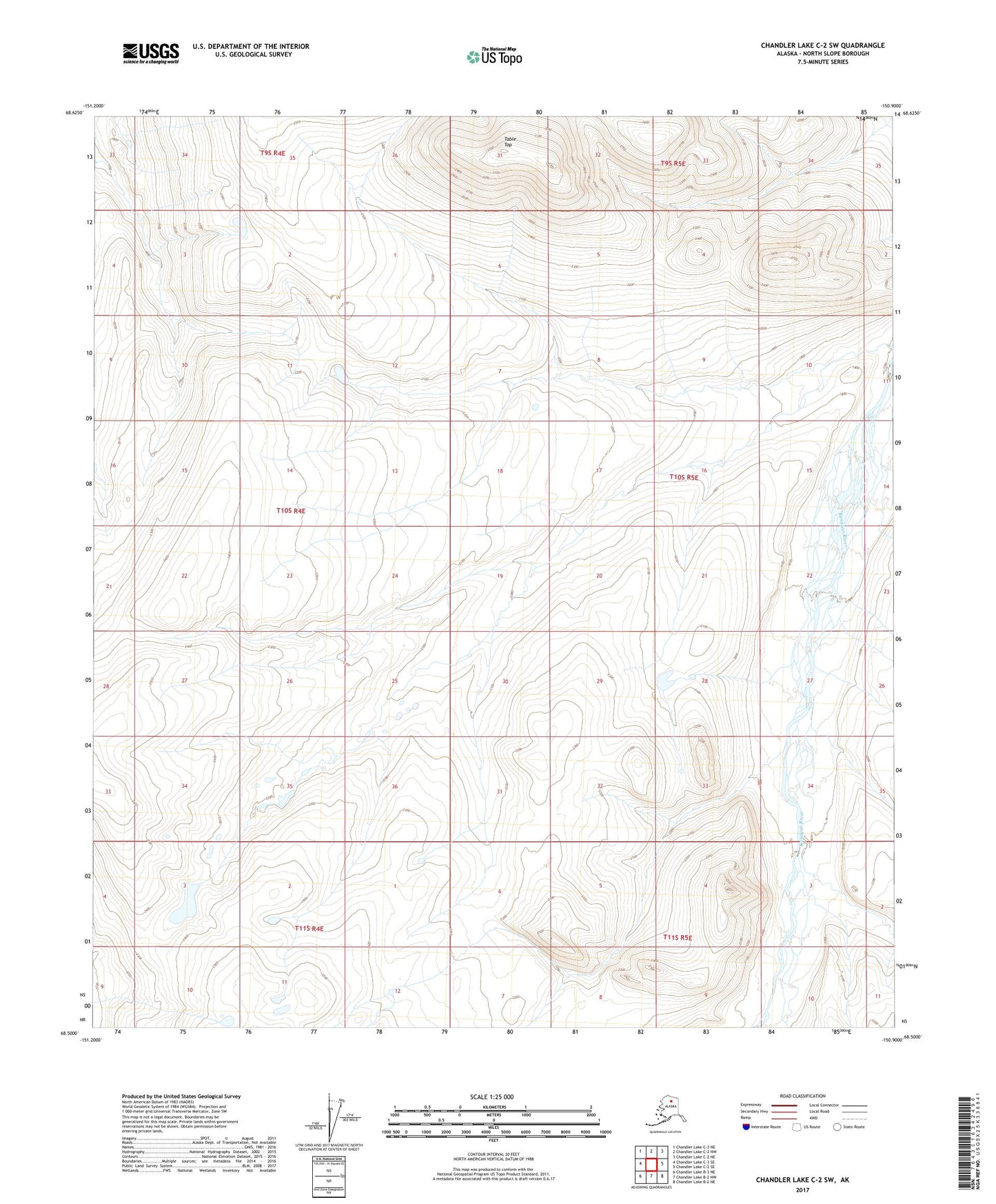 Chandler Lake C-2 SW Alaska US Topo Map Image
