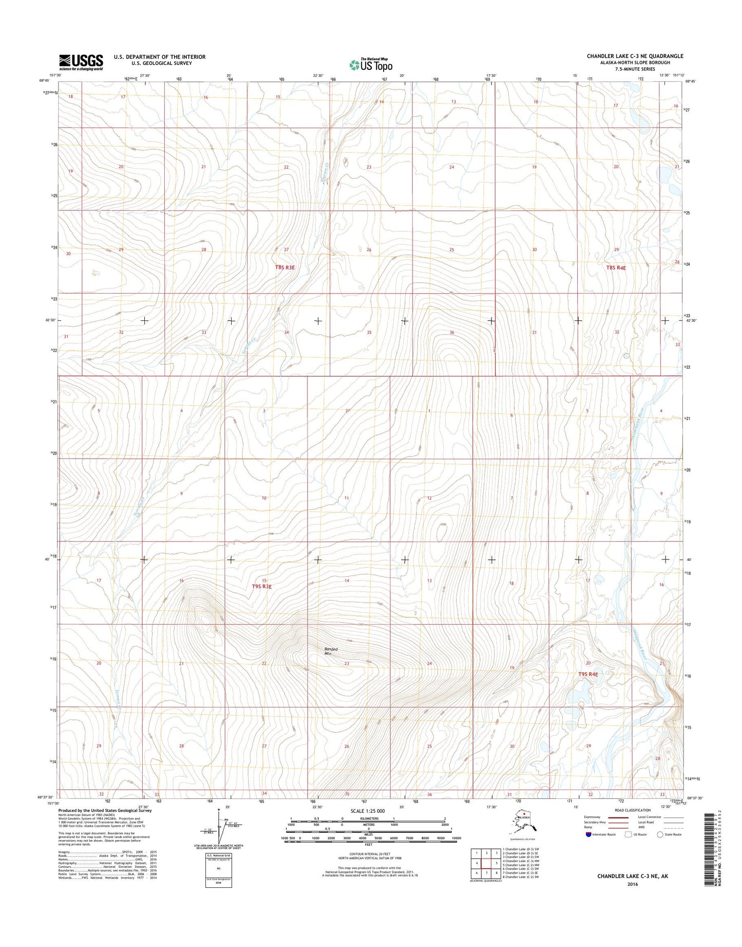 Chandler Lake C-3 NE Alaska US Topo Map Image