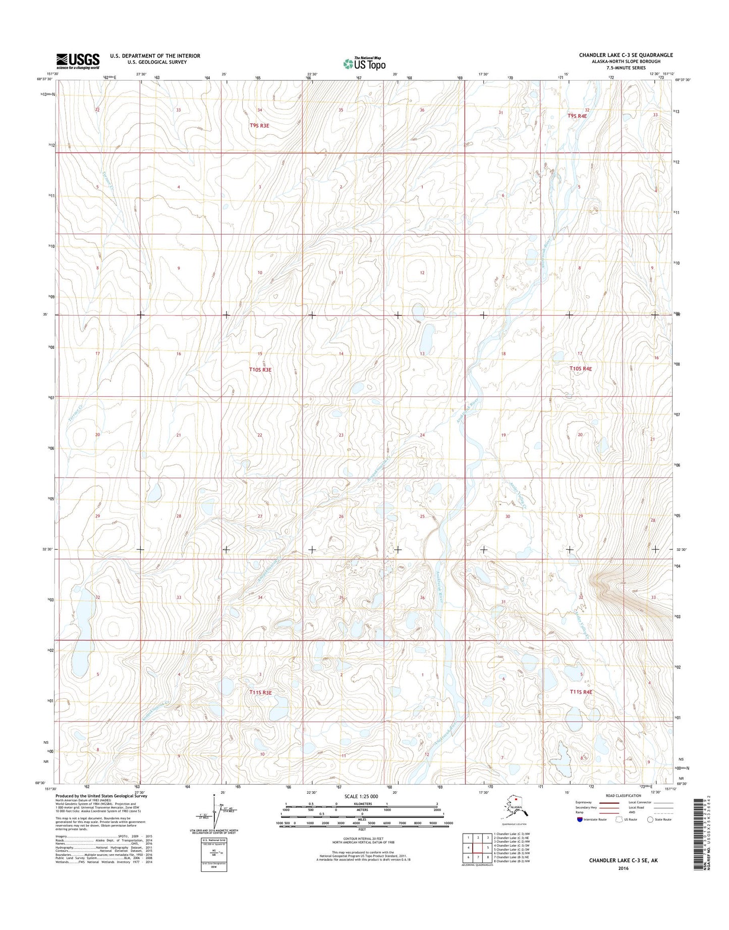 Chandler Lake C-3 SE Alaska US Topo Map Image