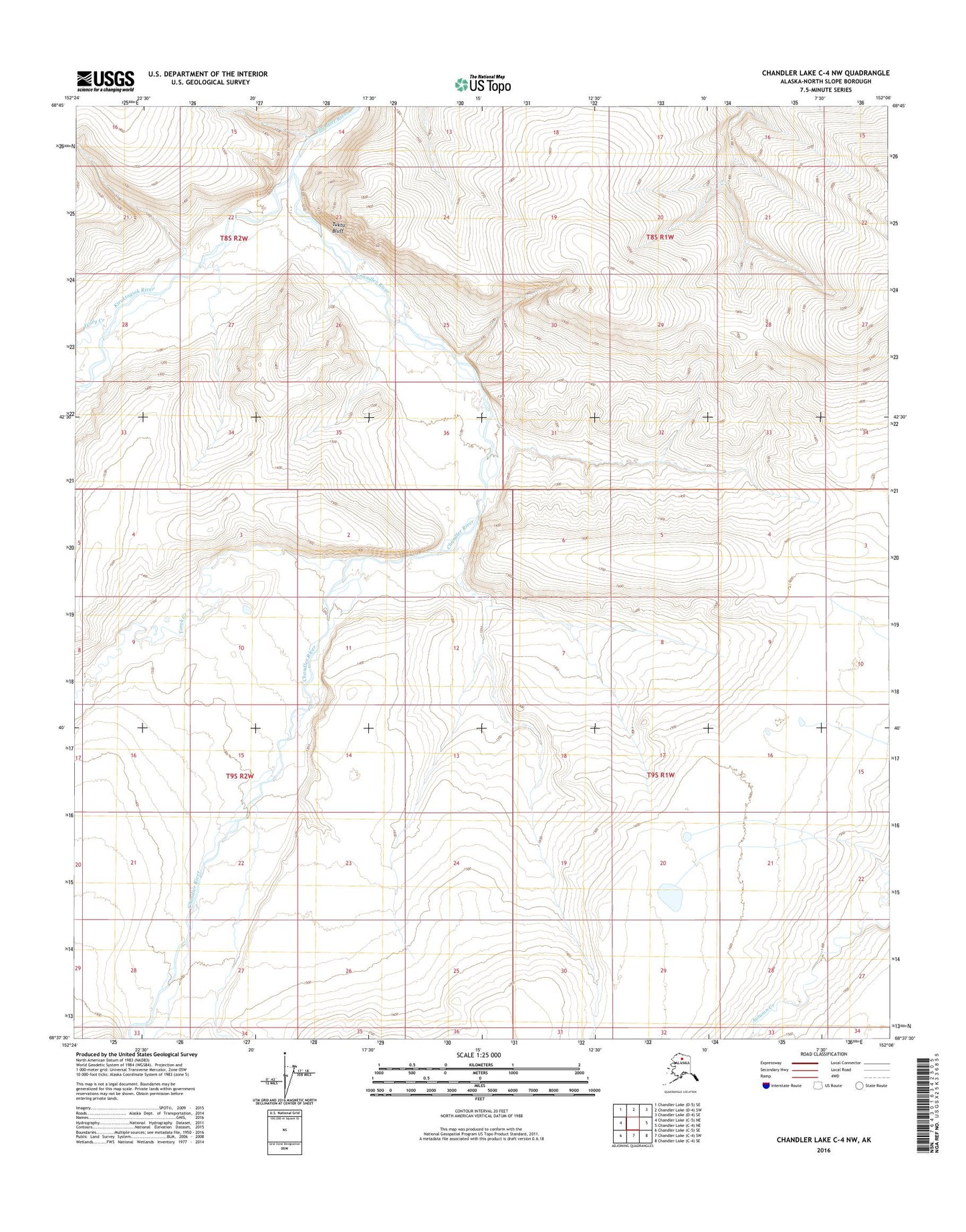 Chandler Lake C-4 NW Alaska US Topo Map Image