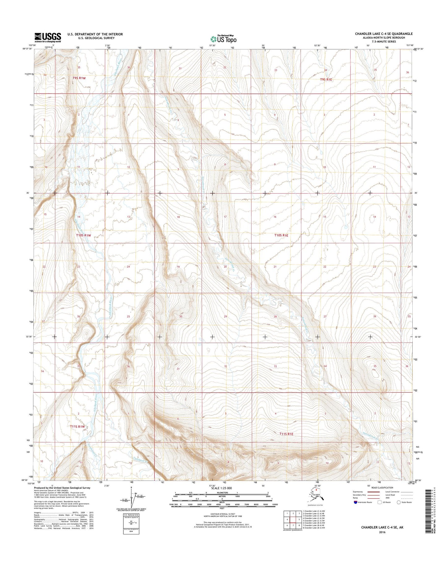 Chandler Lake C-4 SE Alaska US Topo Map Image
