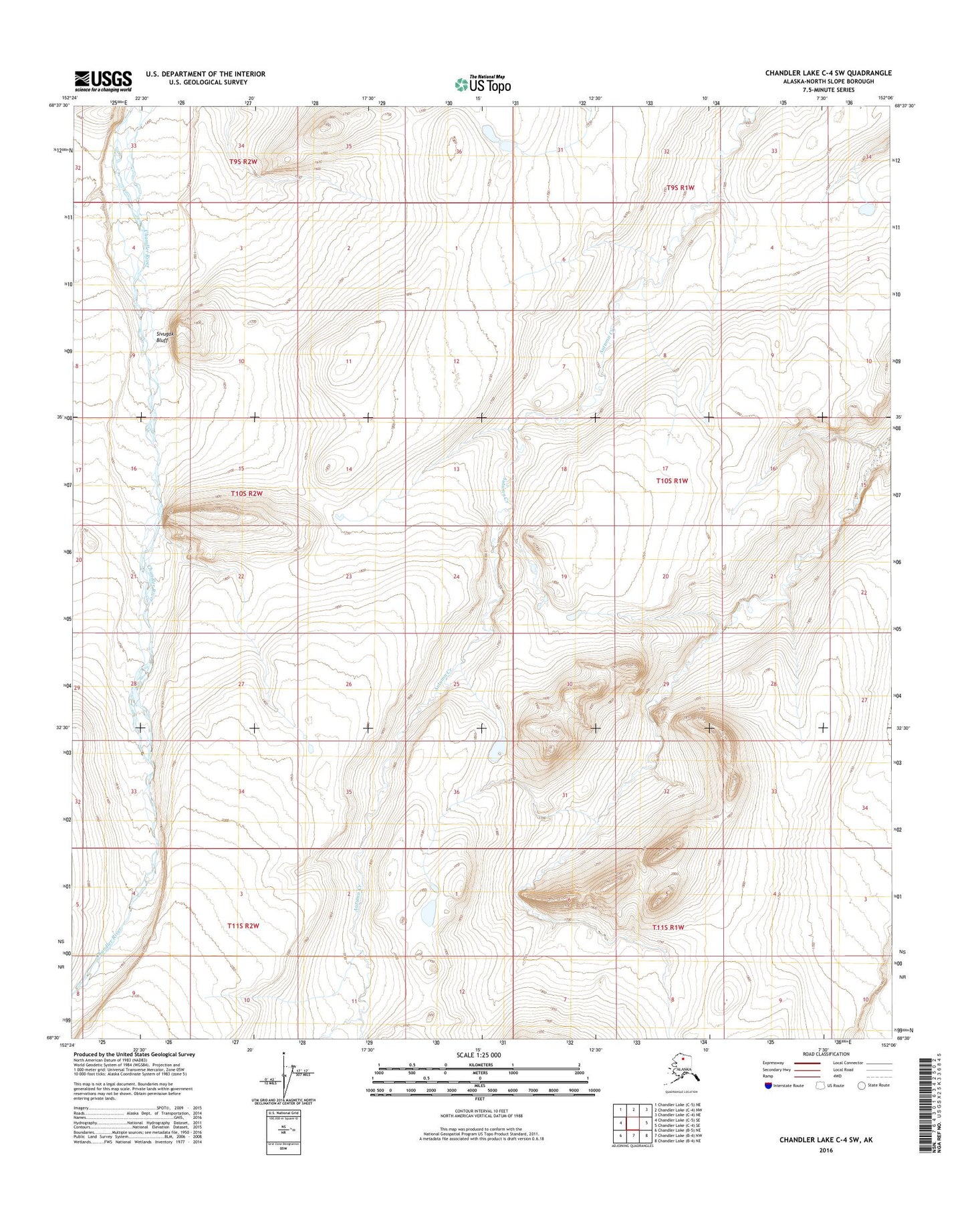 Chandler Lake C-4 SW Alaska US Topo Map Image