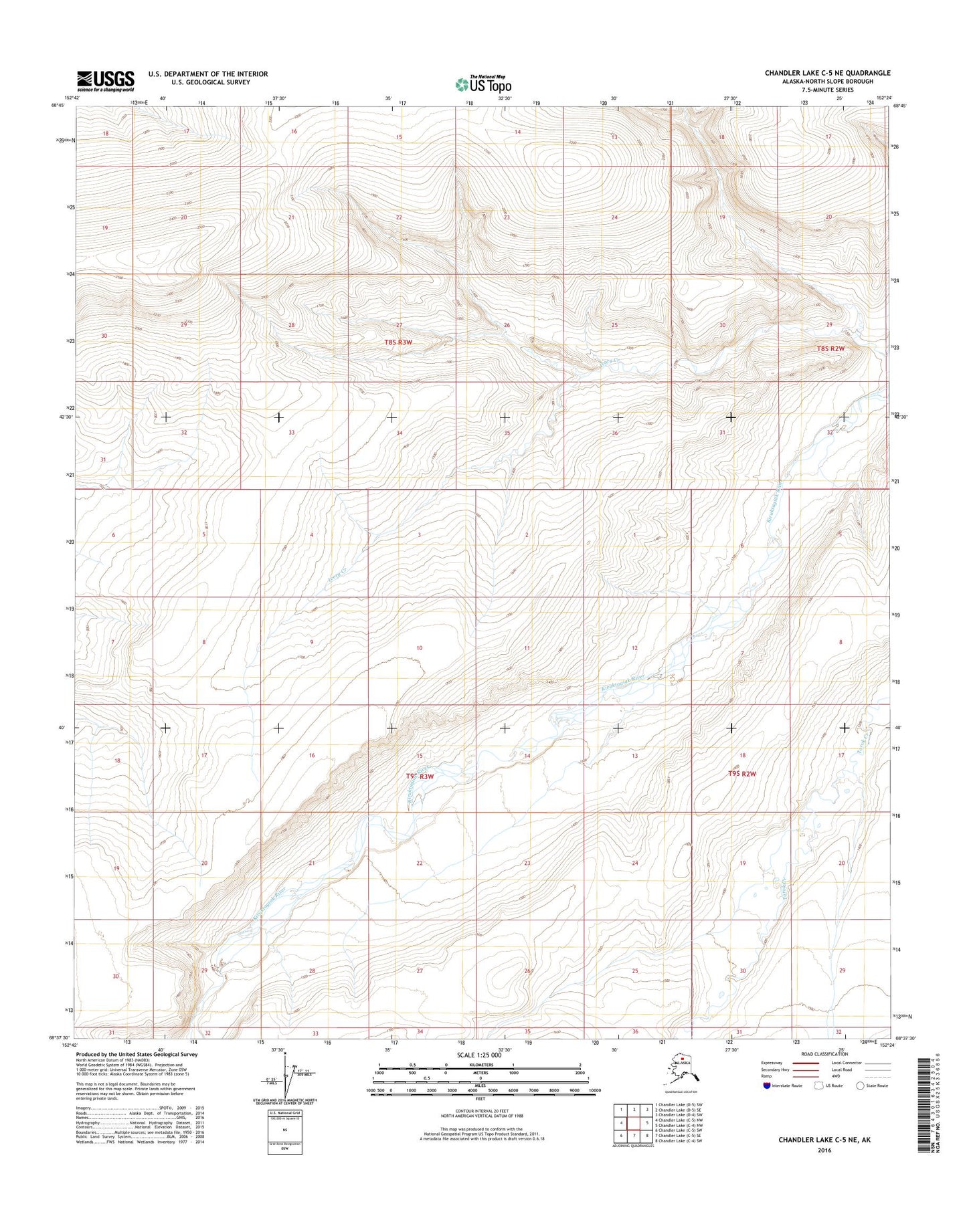 Chandler Lake C-5 NE Alaska US Topo Map Image