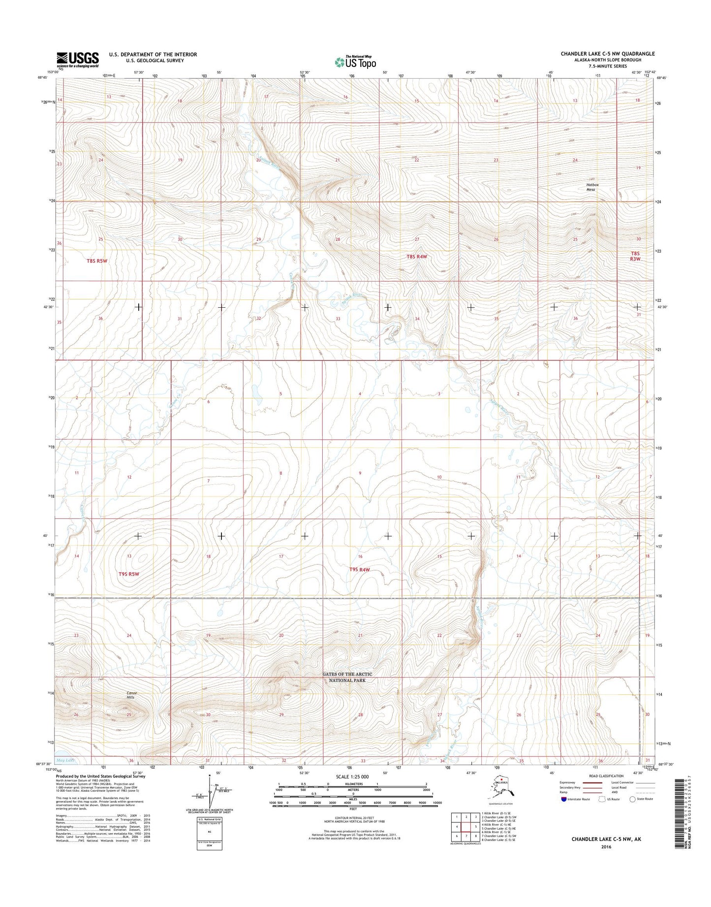 Chandler Lake C-5 NW Alaska US Topo Map Image