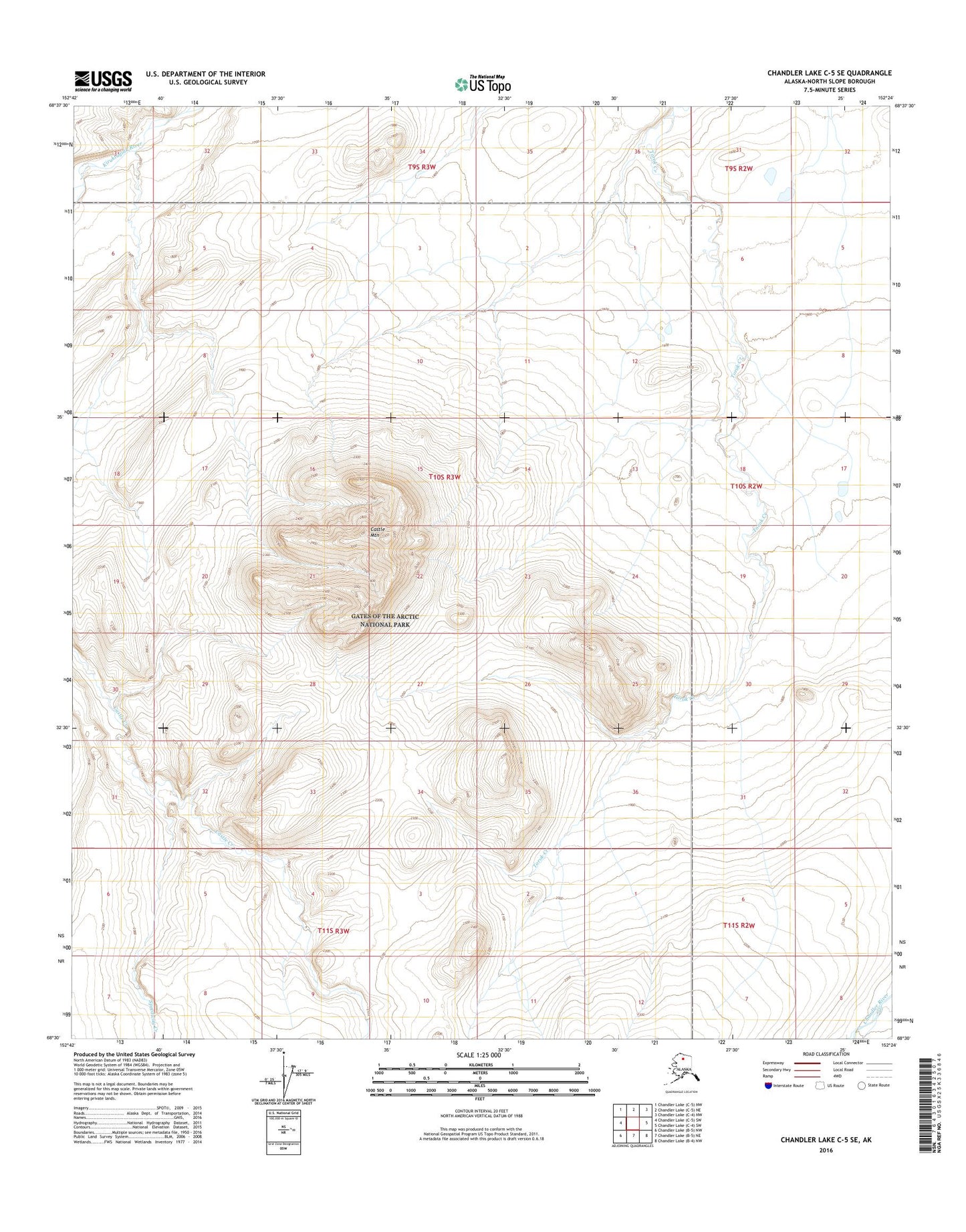 Chandler Lake C-5 SE Alaska US Topo Map Image