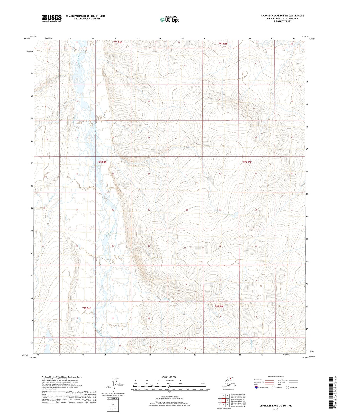 Chandler Lake D-2 SW Alaska US Topo Map Image