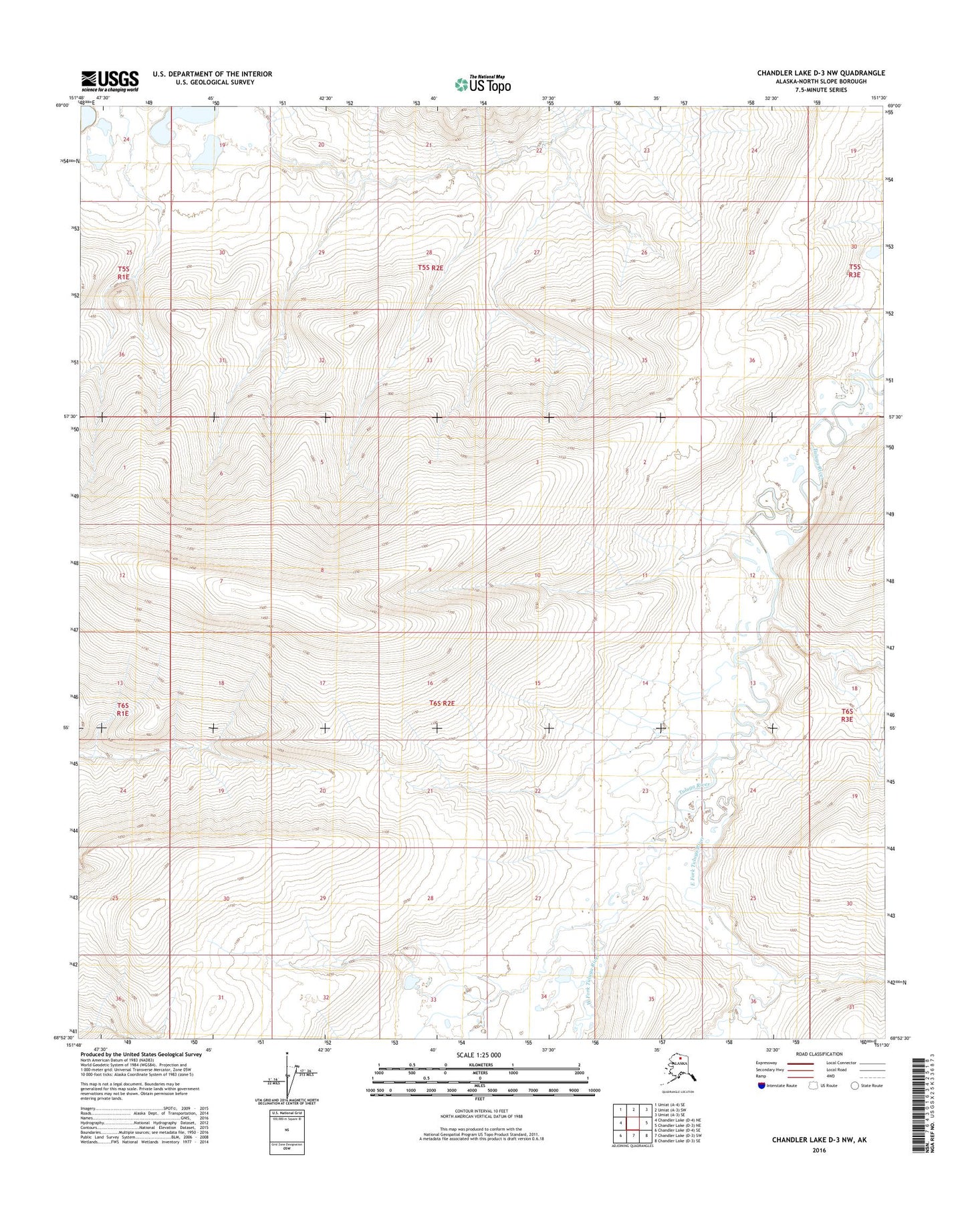 Chandler Lake D-3 NW Alaska US Topo Map Image