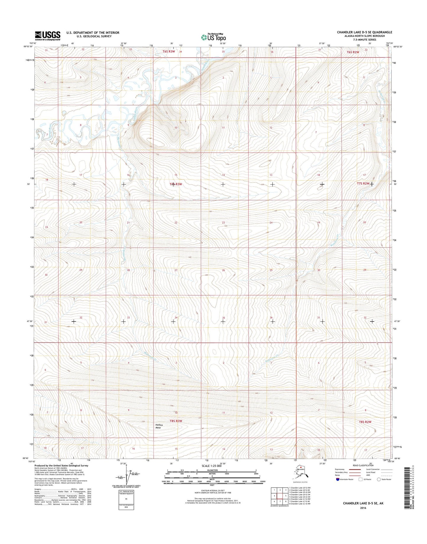 Chandler Lake D-5 SE Alaska US Topo Map Image