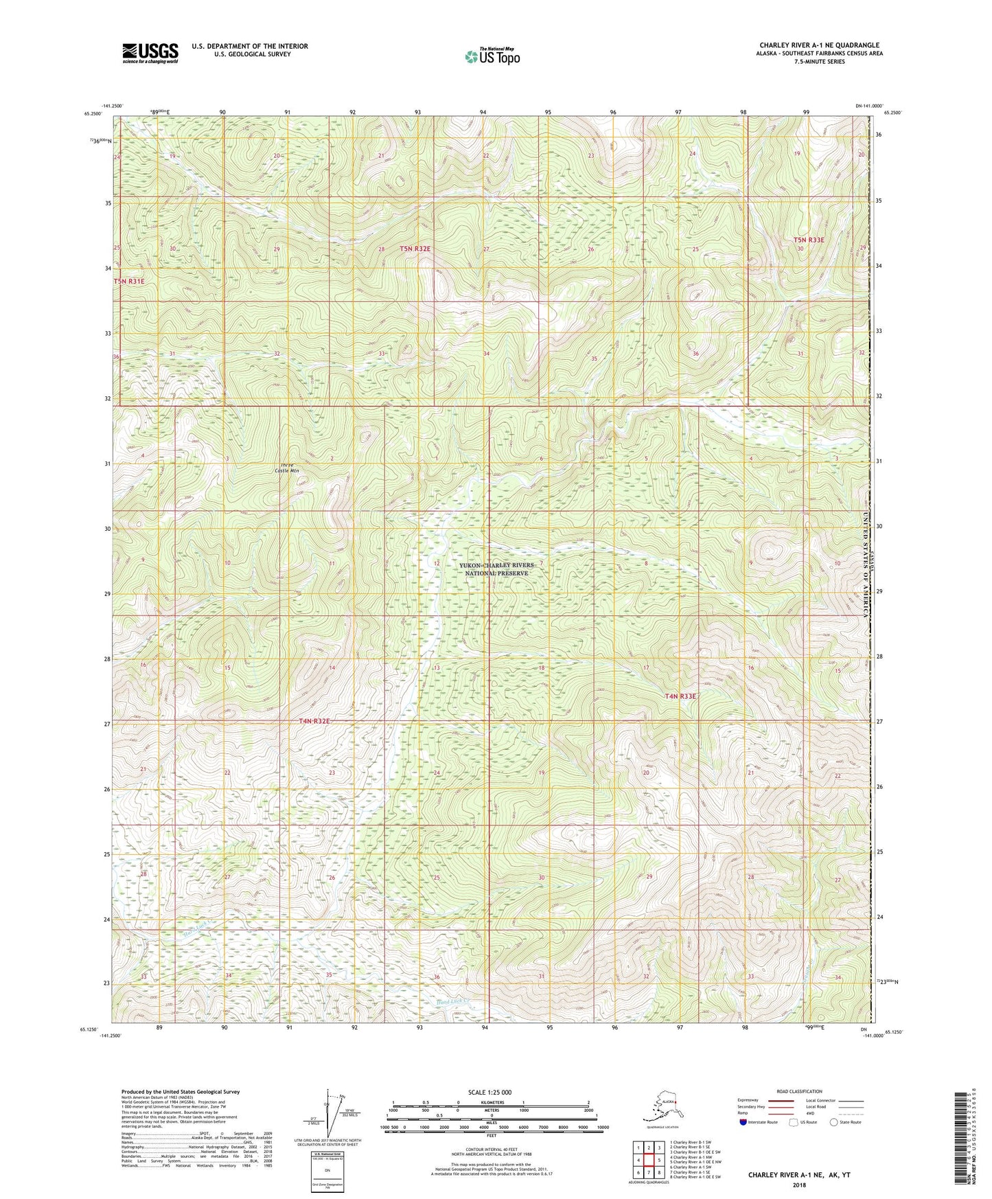 Charley River A-1 NE Alaska US Topo Map Image