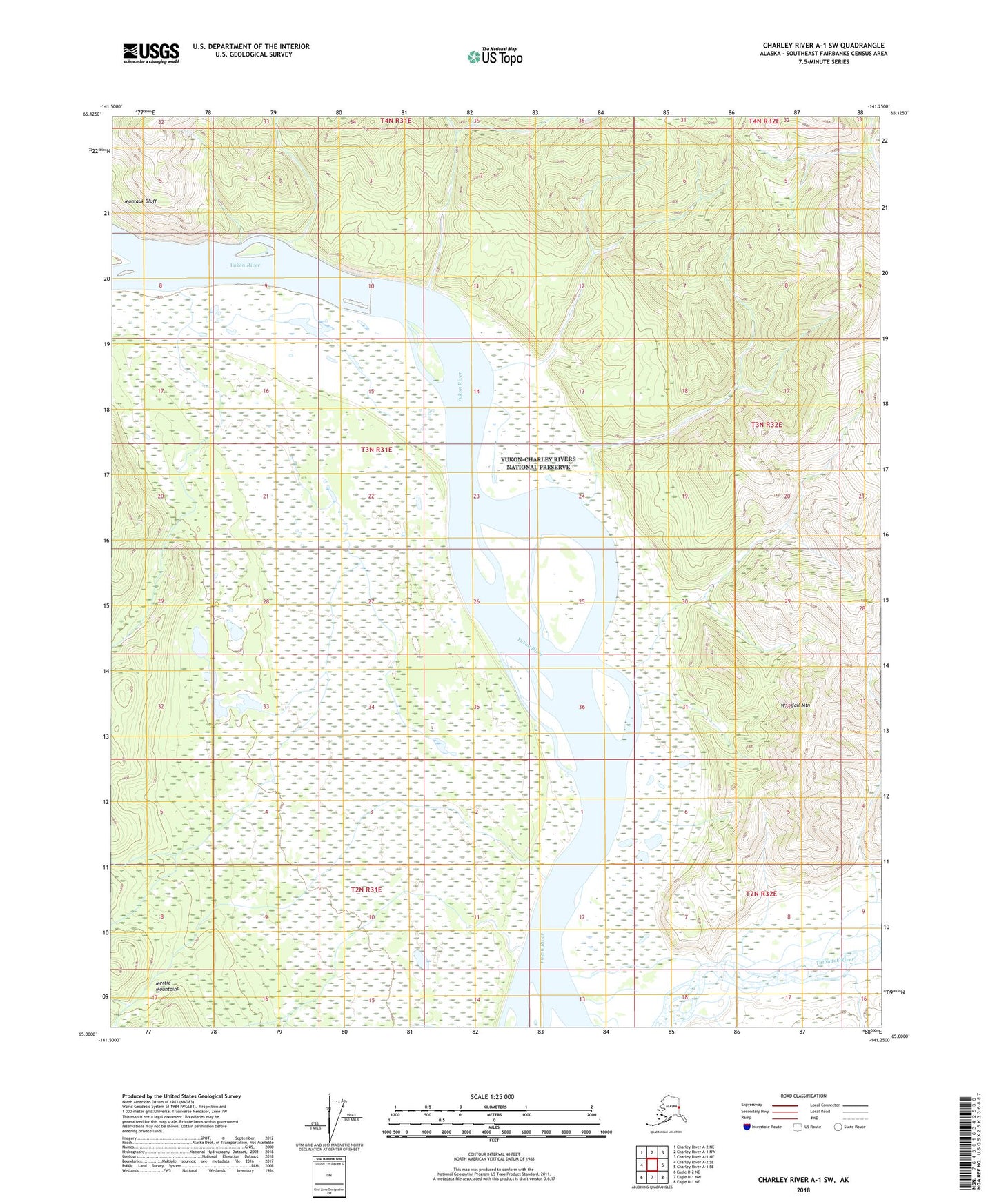 Charley River A-1 SW Alaska US Topo Map Image