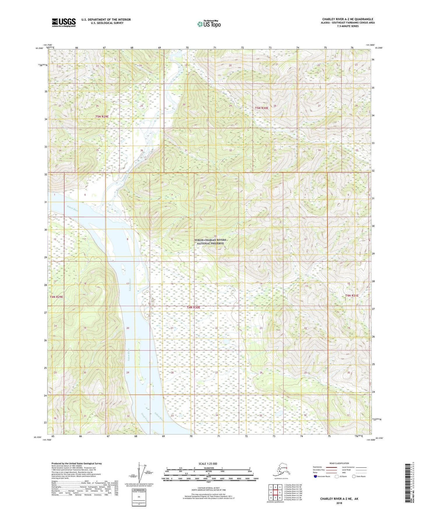 Charley River A-2 NE Alaska US Topo Map Image