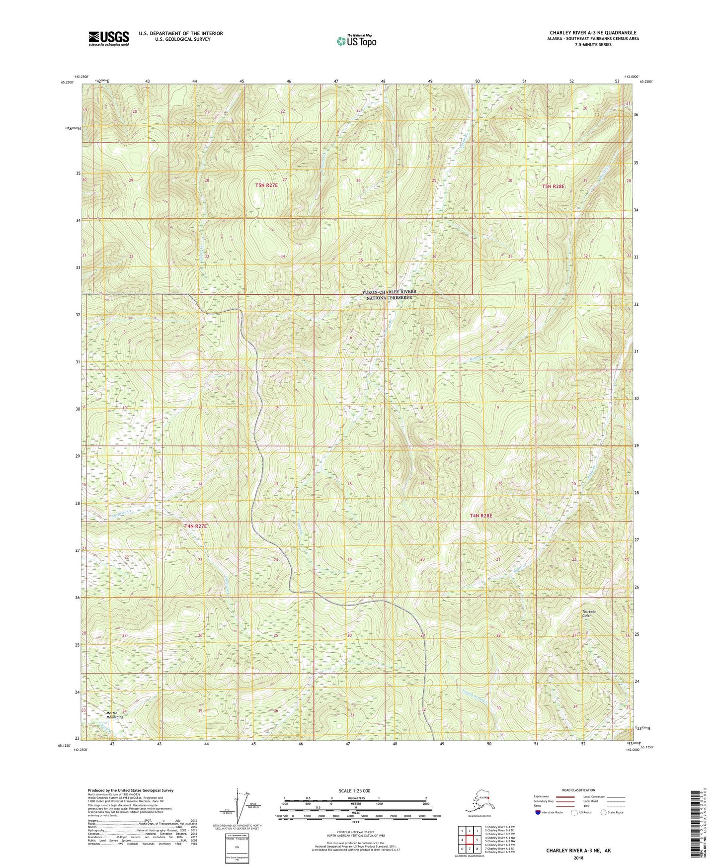 Charley River A-3 NE Alaska US Topo Map Image