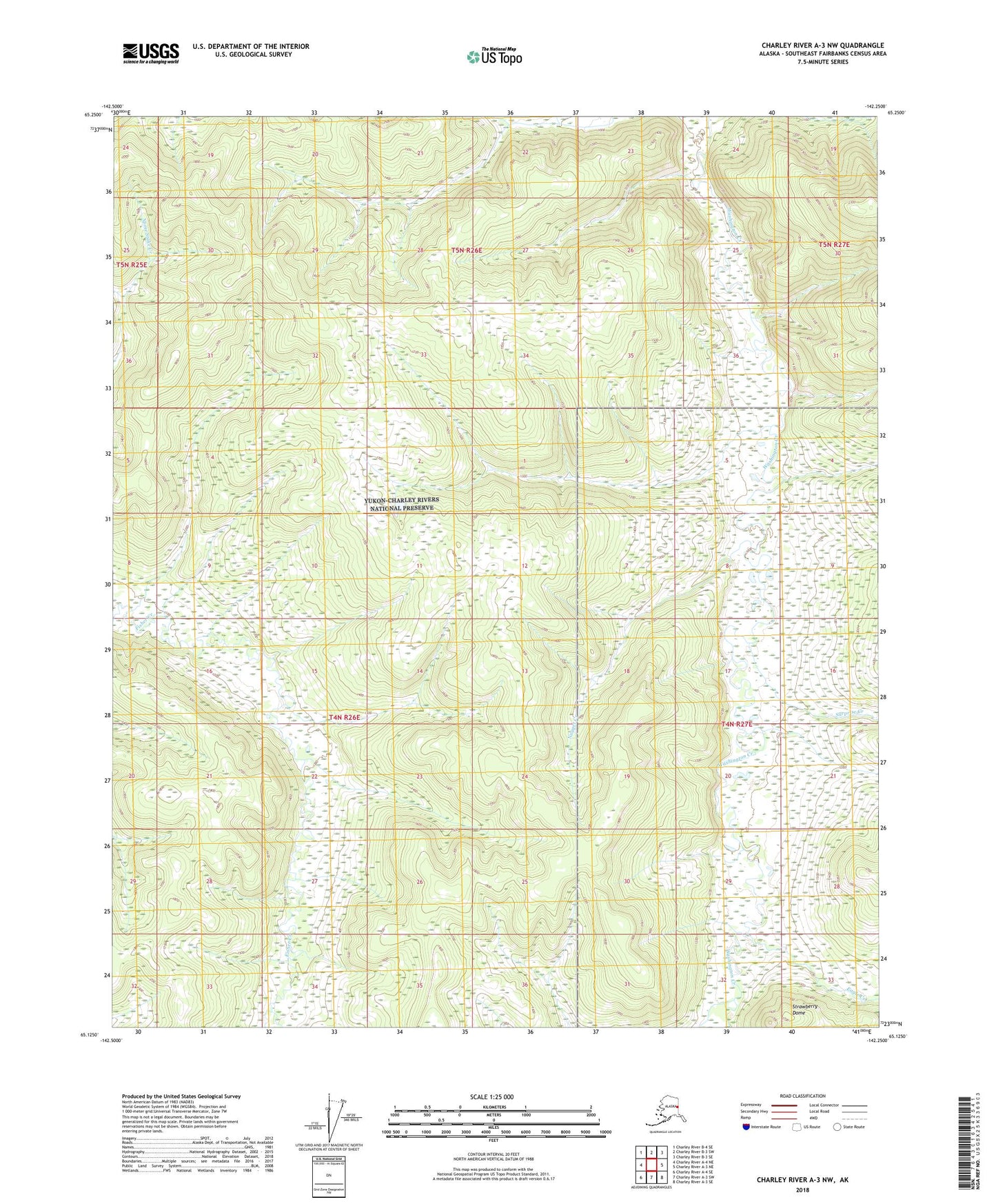 Charley River A-3 NW Alaska US Topo Map Image