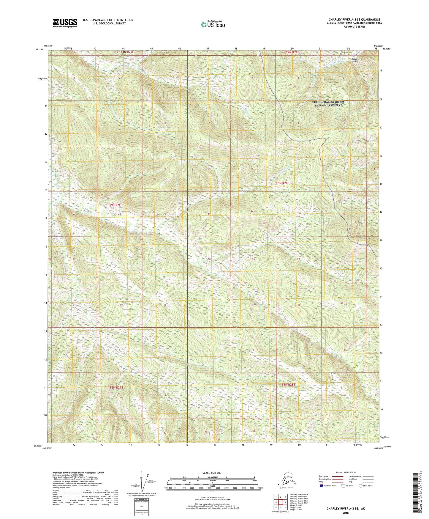 Charley River A-3 SE Alaska US Topo Map Image