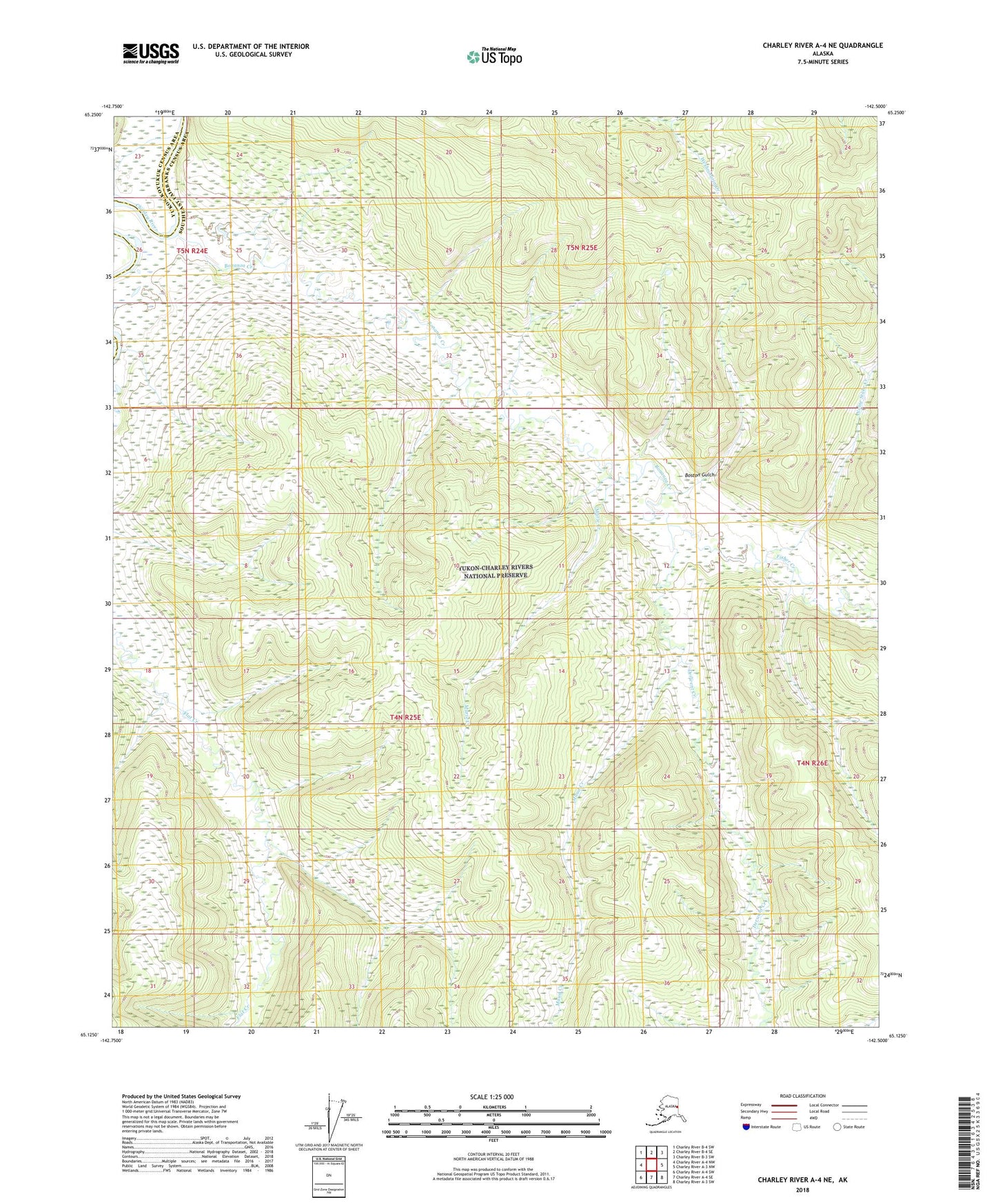 Charley River A-4 NE Alaska US Topo Map Image