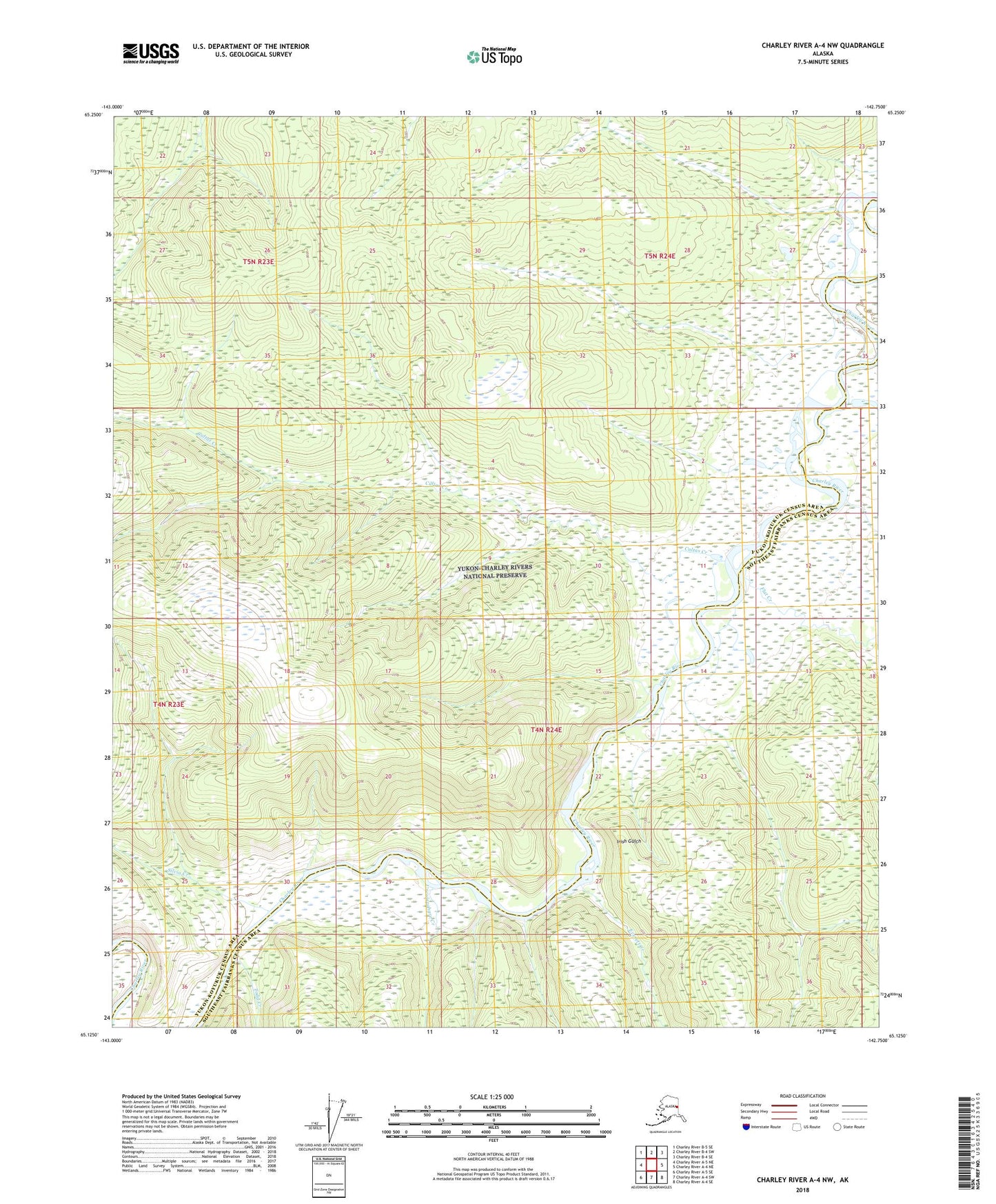 Charley River A-4 NW Alaska US Topo Map Image