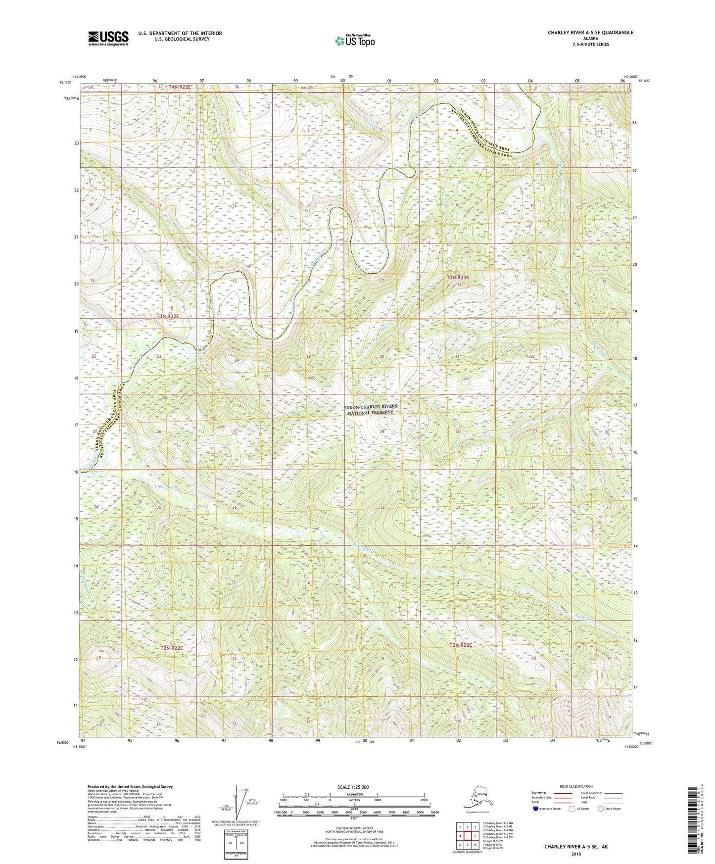 Charley River A-5 SE Alaska US Topo Map Image