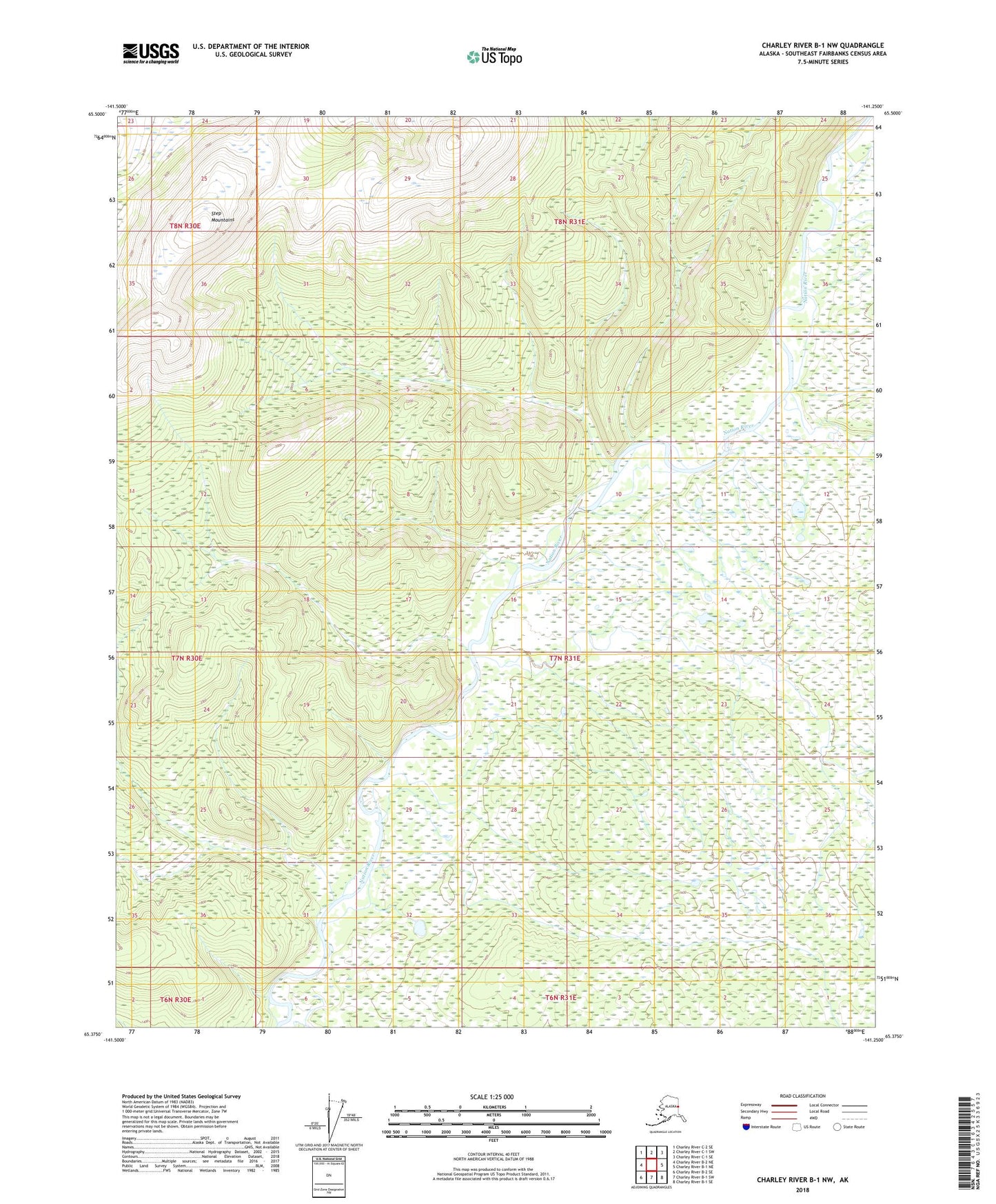 Charley River B-1 NW Alaska US Topo Map Image