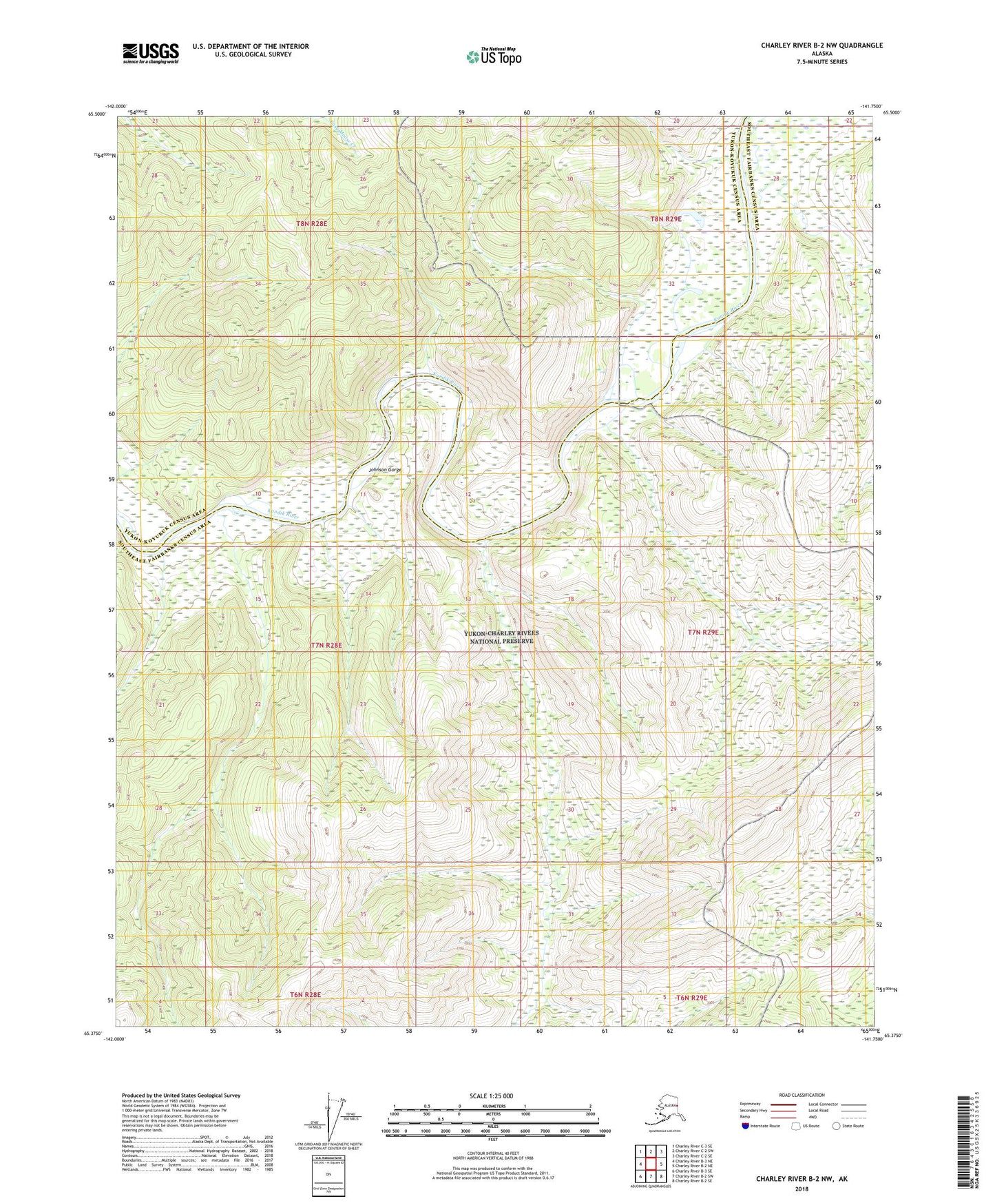 Charley River B-2 NW Alaska US Topo Map Image