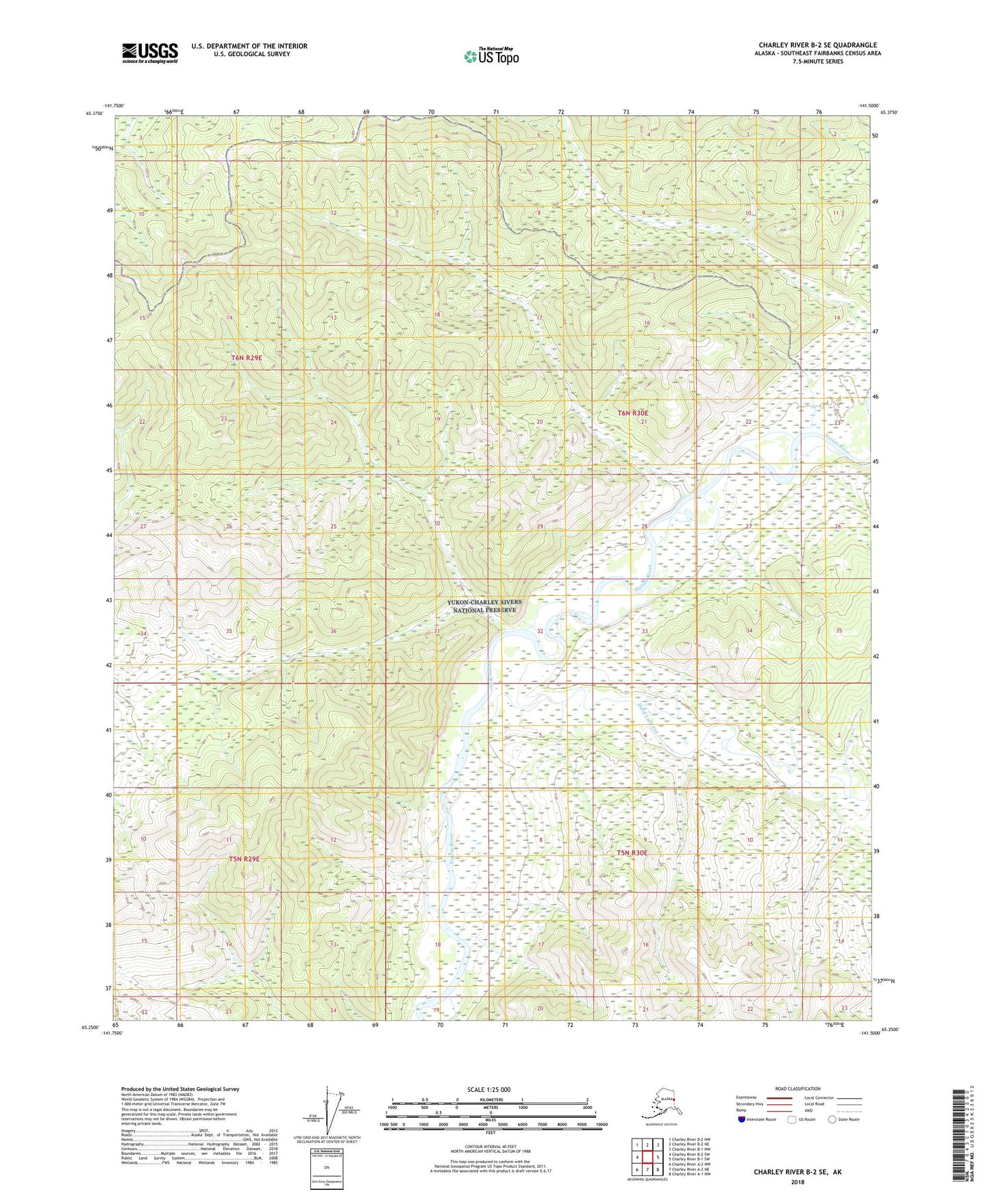 Charley River B-2 SE Alaska US Topo Map Image