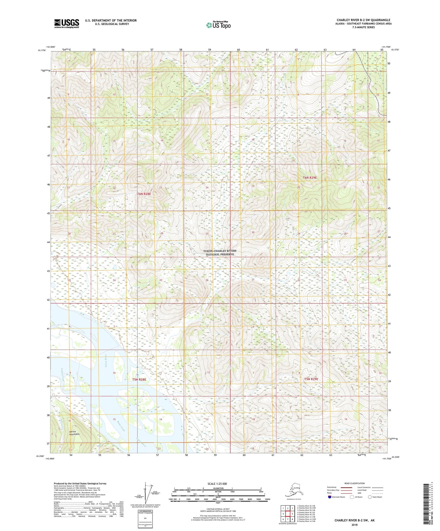 Charley River B-2 SW Alaska US Topo Map Image