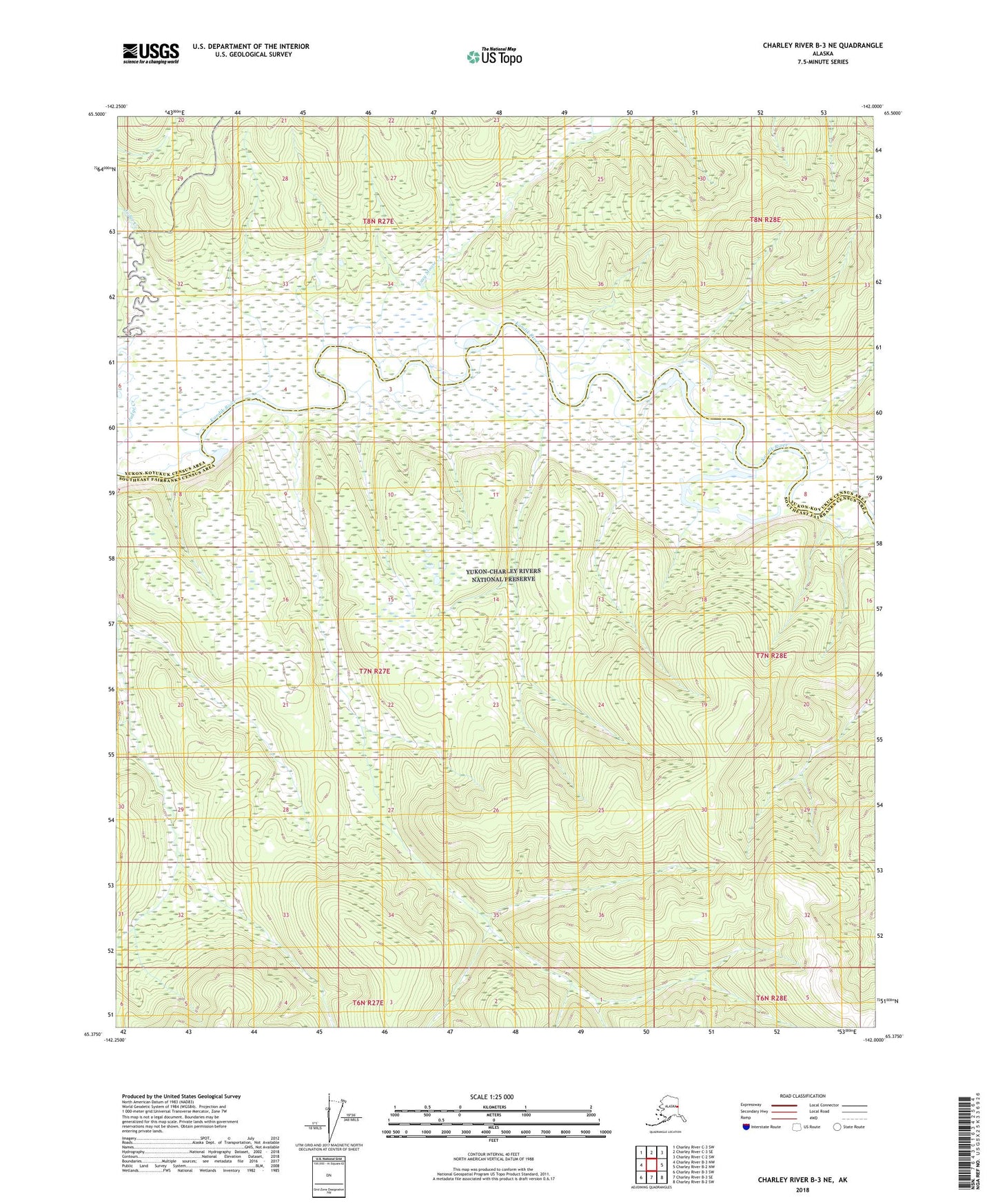 Charley River B-3 NE Alaska US Topo Map Image