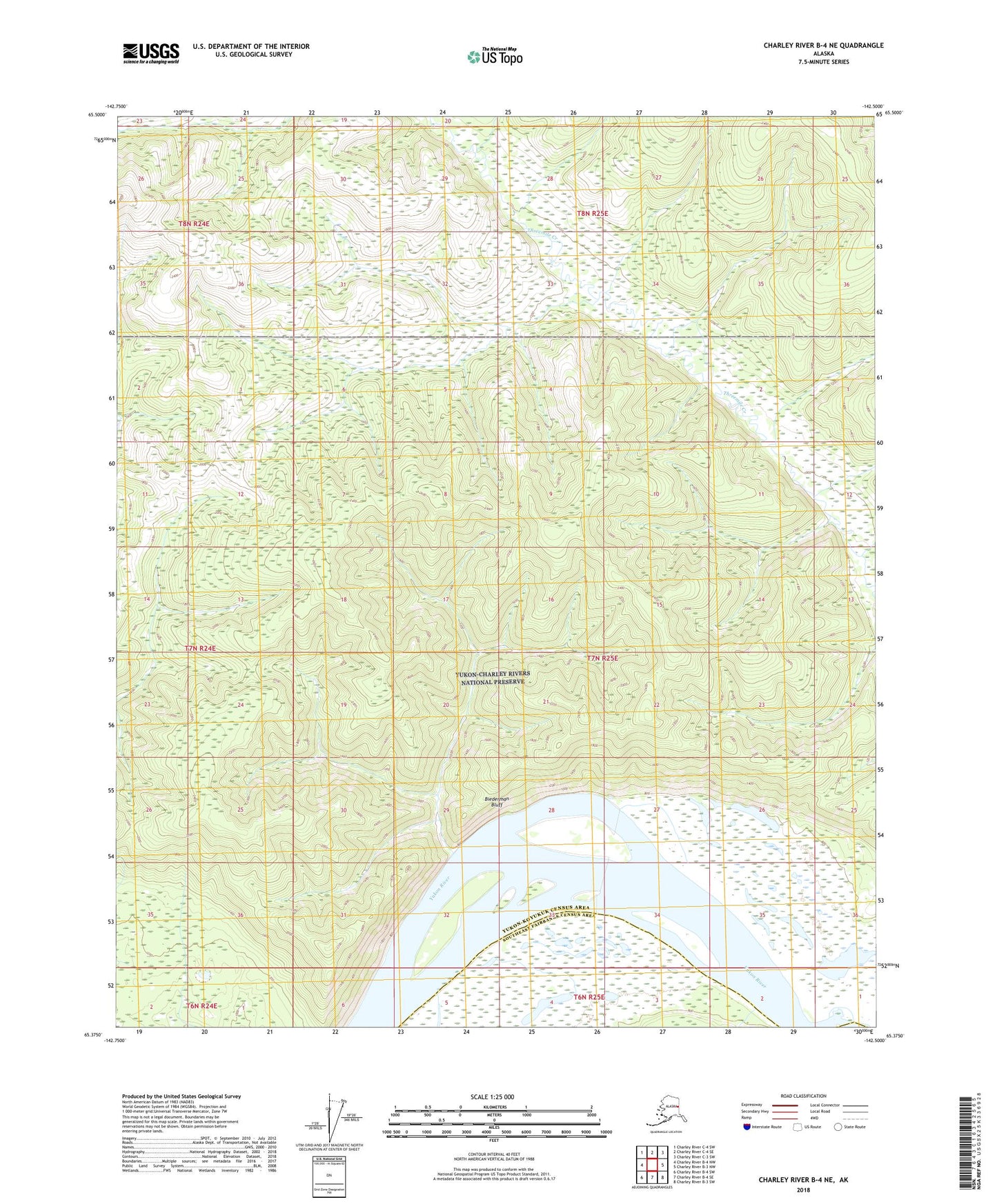 Charley River B-4 NE Alaska US Topo Map Image