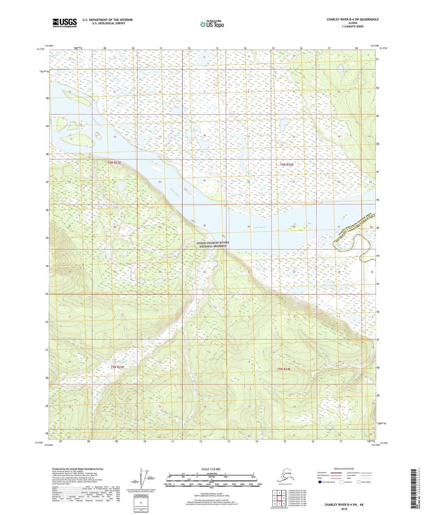 Charley River B-4 SW Alaska US Topo Map Image