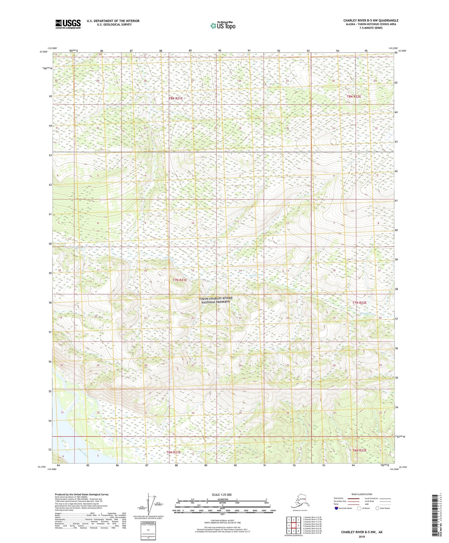 Charley River B-5 NW Alaska US Topo Map Image