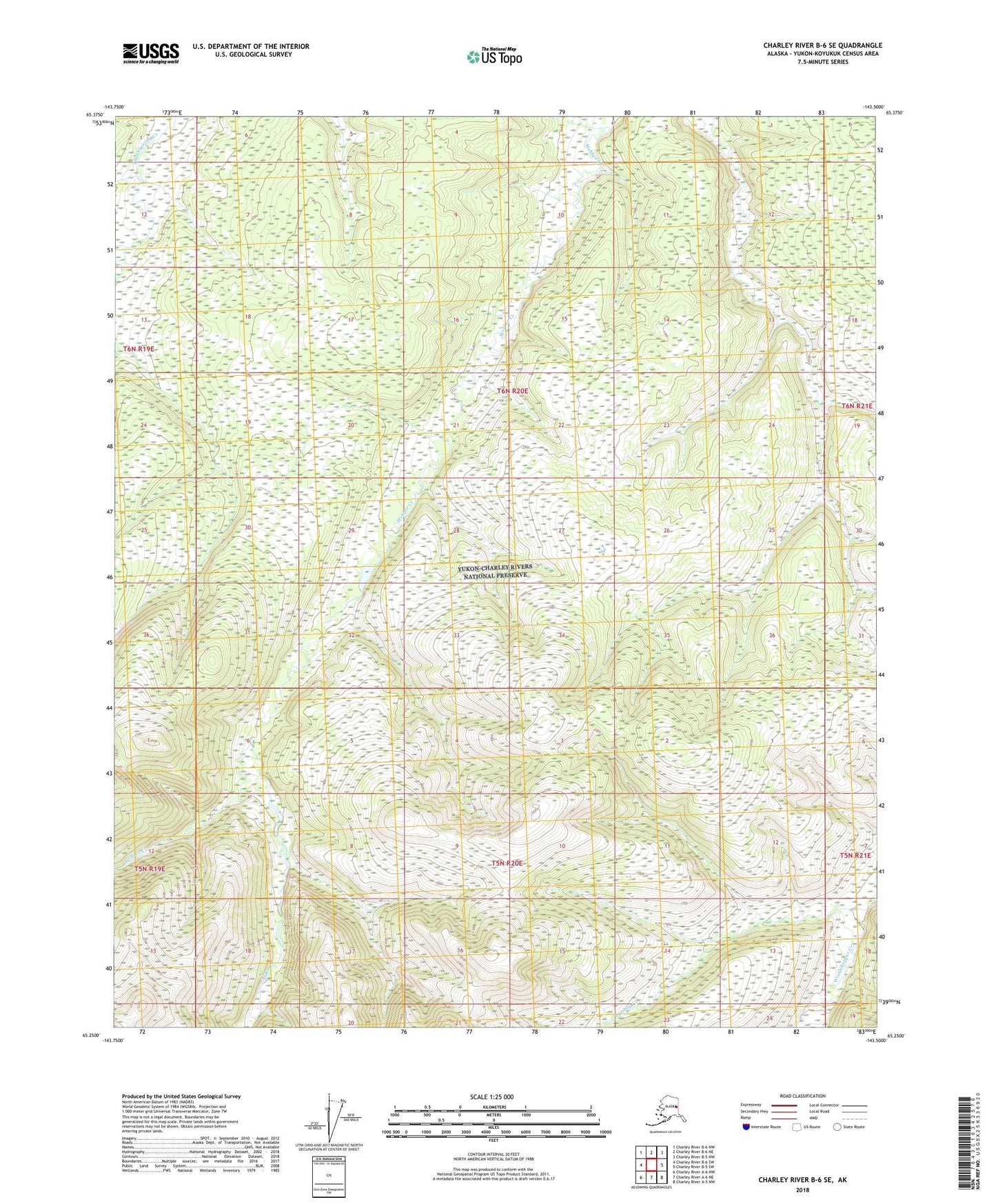 Charley River B-6 SE Alaska US Topo Map Image