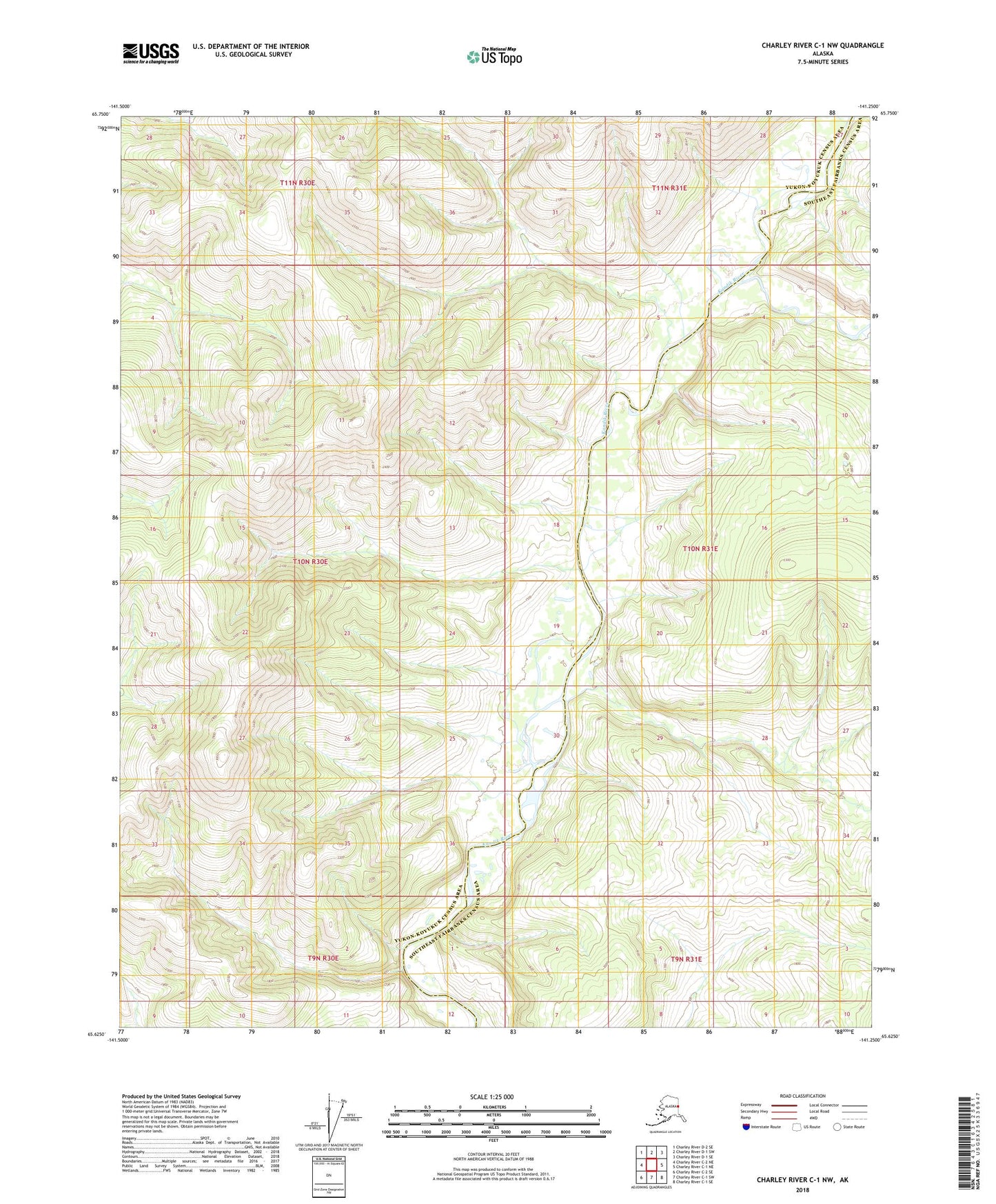 Charley River C-1 NW Alaska US Topo Map Image