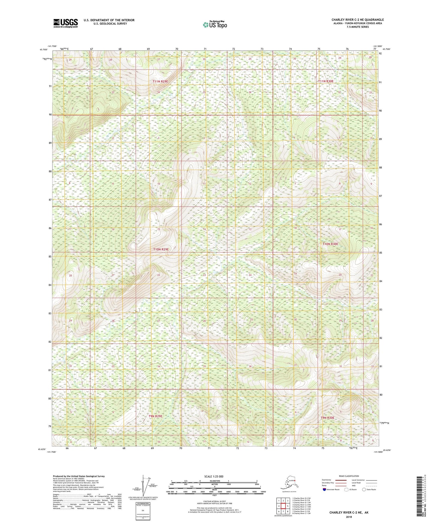 Charley River C-2 NE Alaska US Topo Map Image