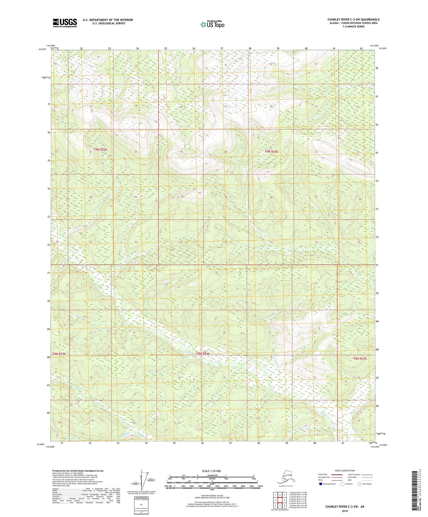 Charley River C-3 SW Alaska US Topo Map Image