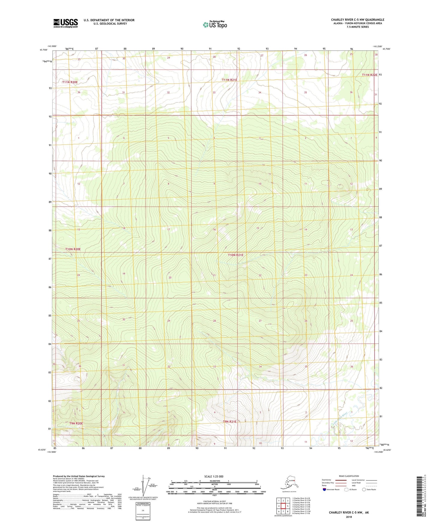 Charley River C-5 NW Alaska US Topo Map Image