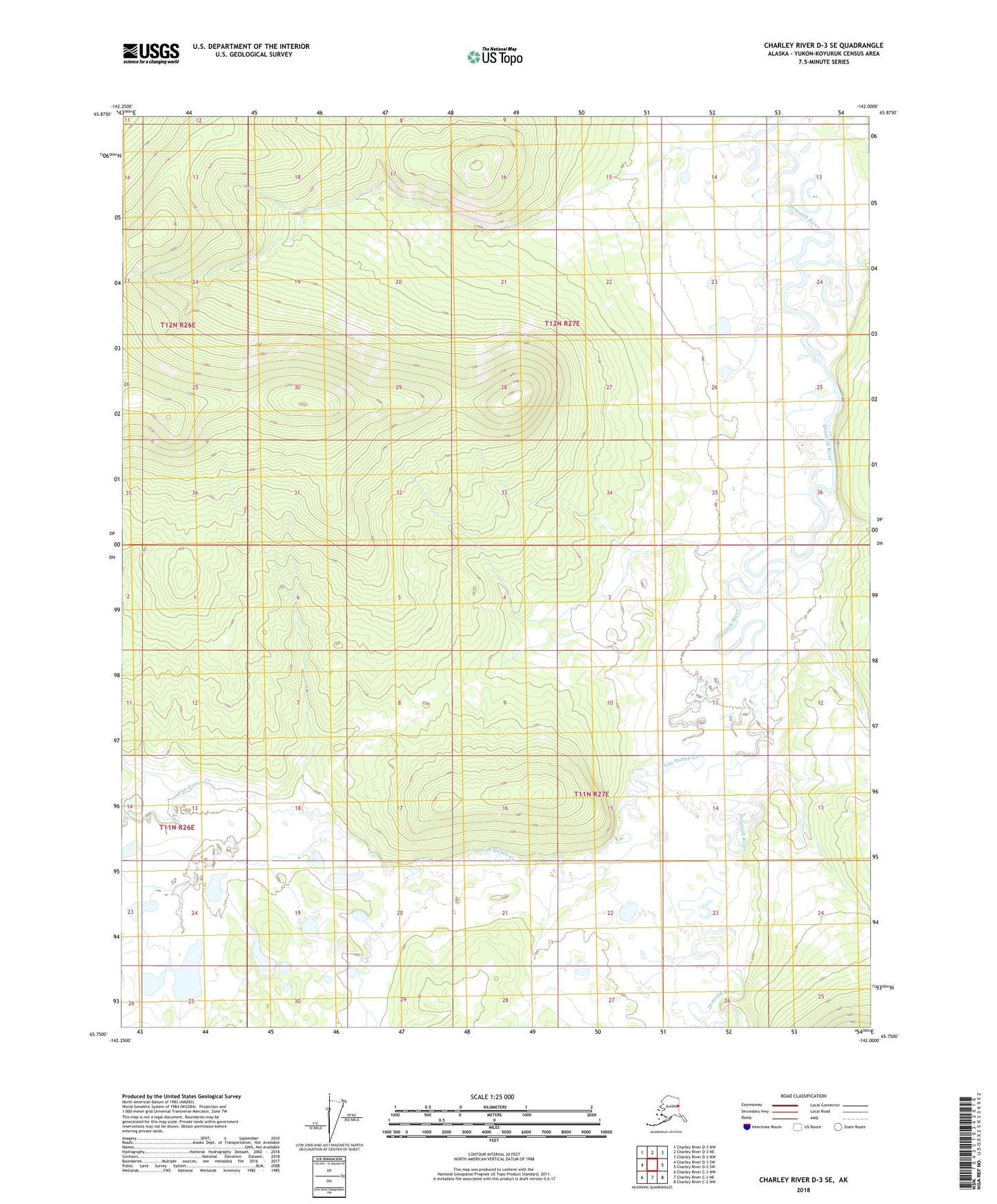 Charley River D-3 SE Alaska US Topo Map Image