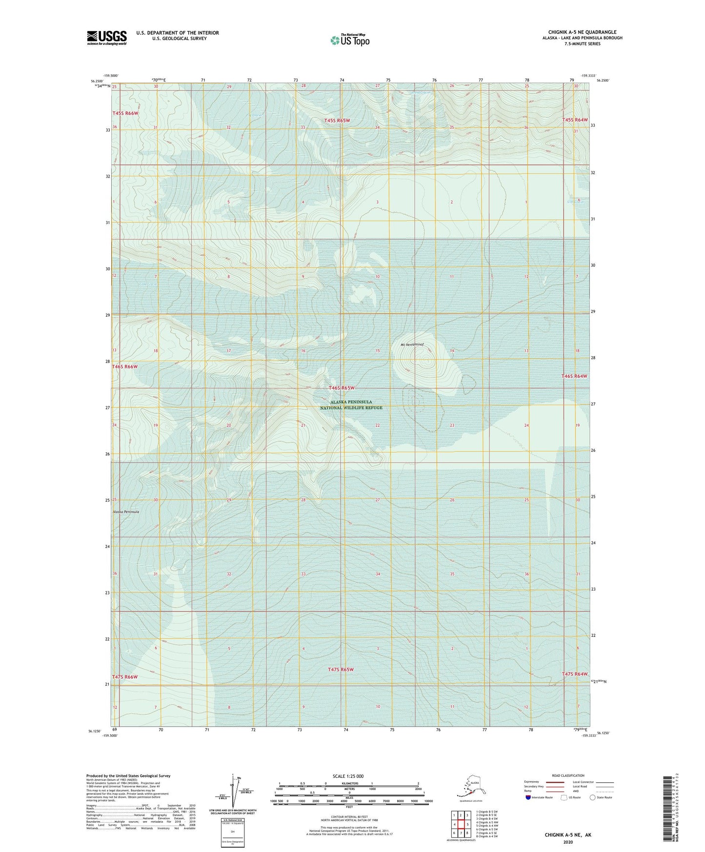 Chignik A-5 NE Alaska US Topo Map Image