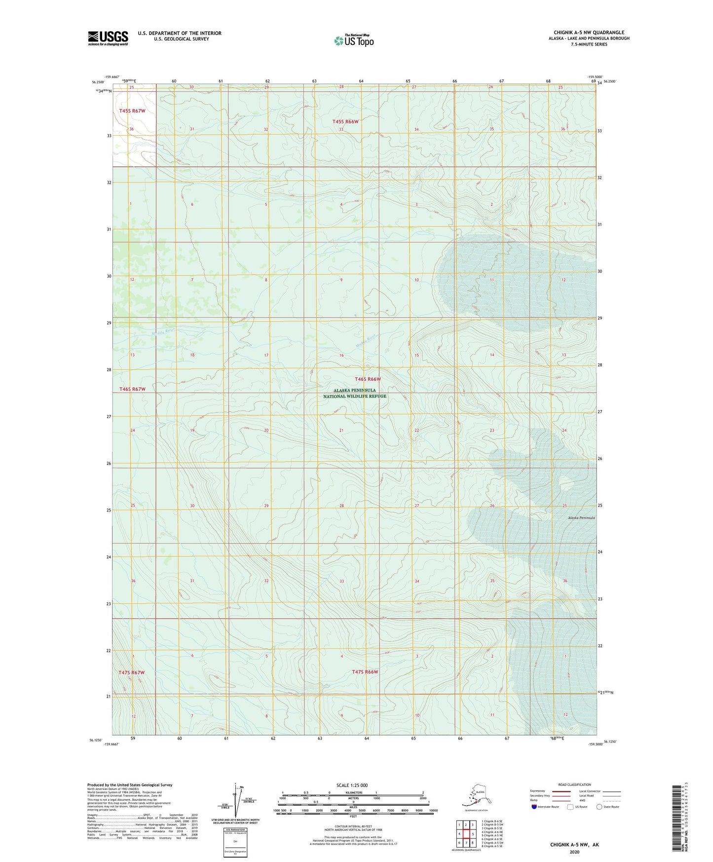 Chignik A-5 NW Alaska US Topo Map Image
