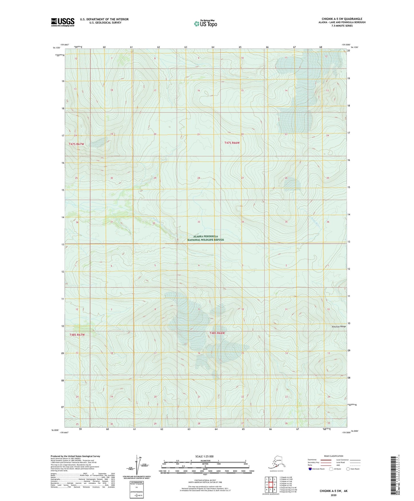 Chignik A-5 SW Alaska US Topo Map Image