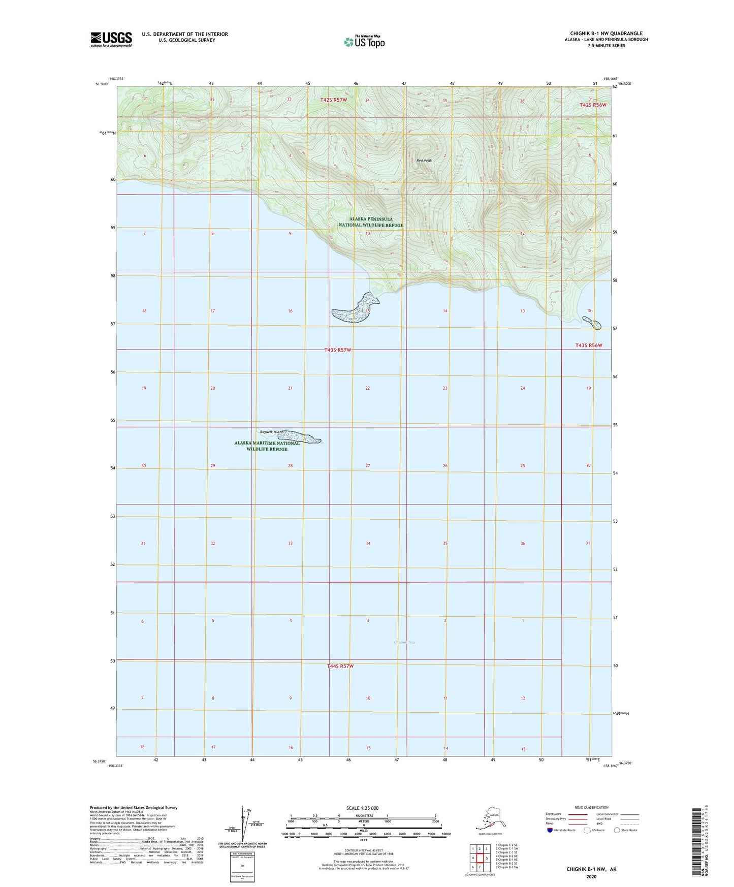 Chignik B-1 NW Alaska US Topo Map Image