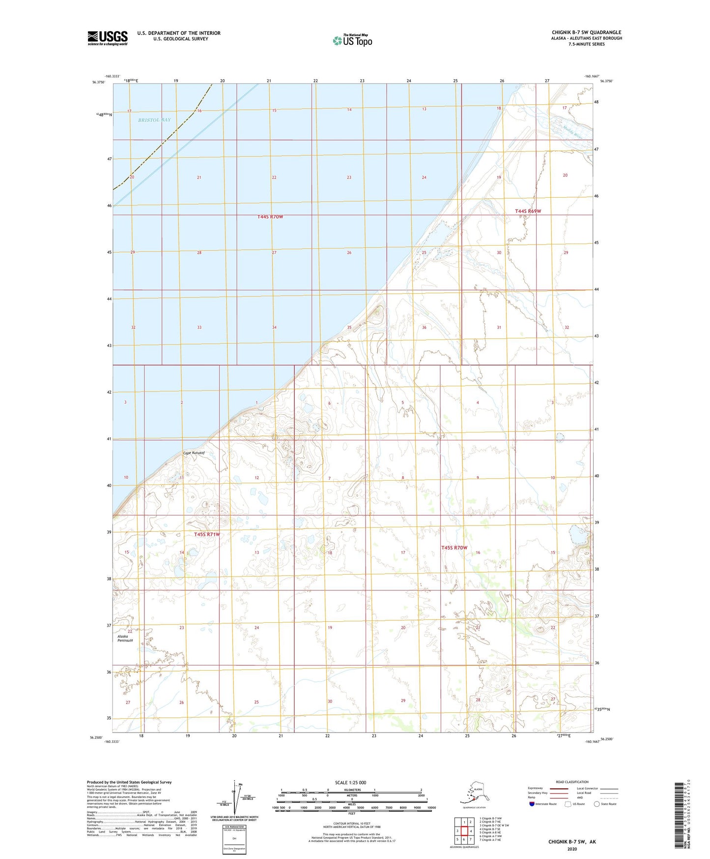 Chignik B-7 SW Alaska US Topo Map Image