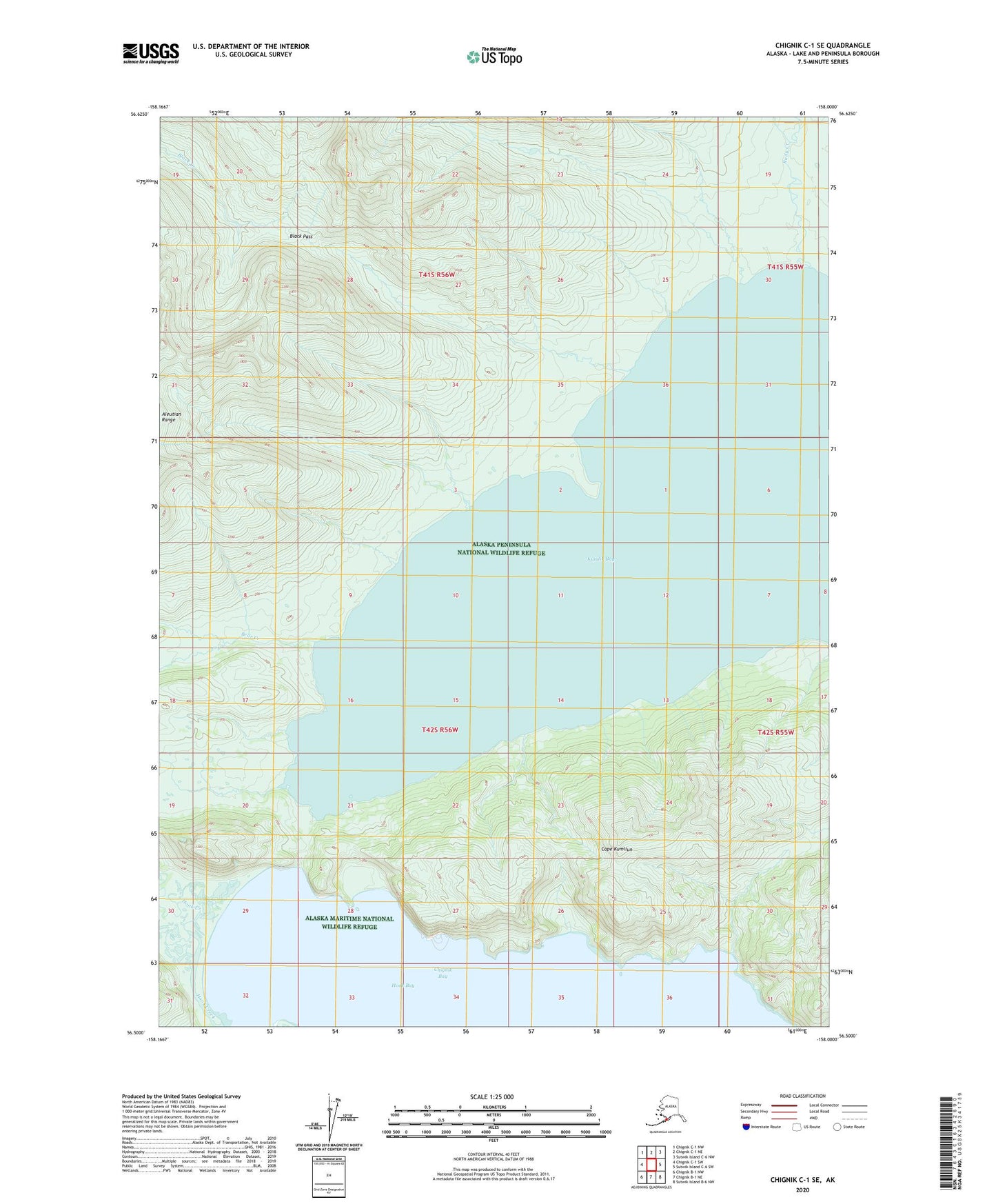 Chignik C-1 SE Alaska US Topo Map Image